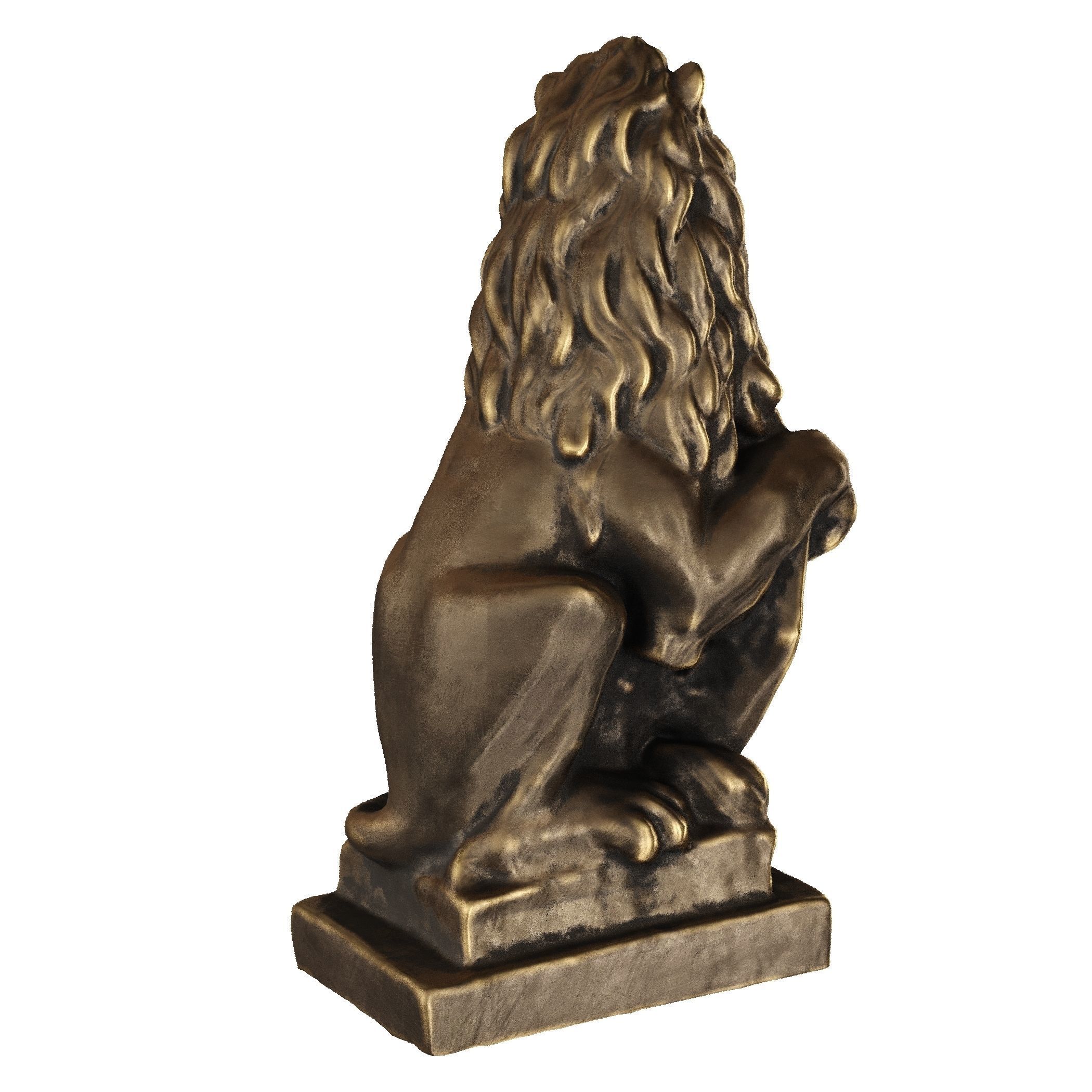 Lion sculpture bronze 3D model_17