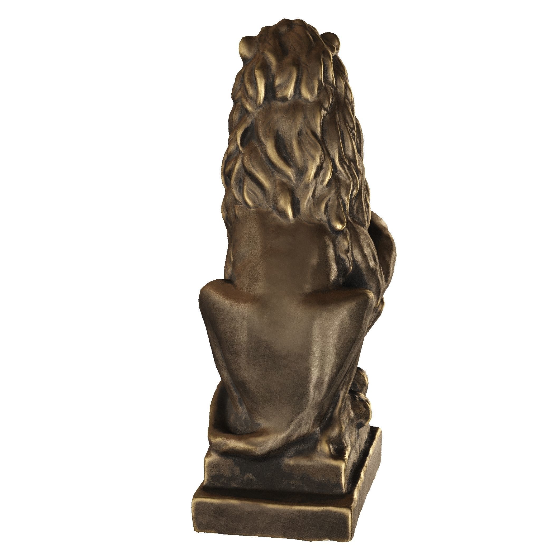 Lion sculpture bronze 3D model_21