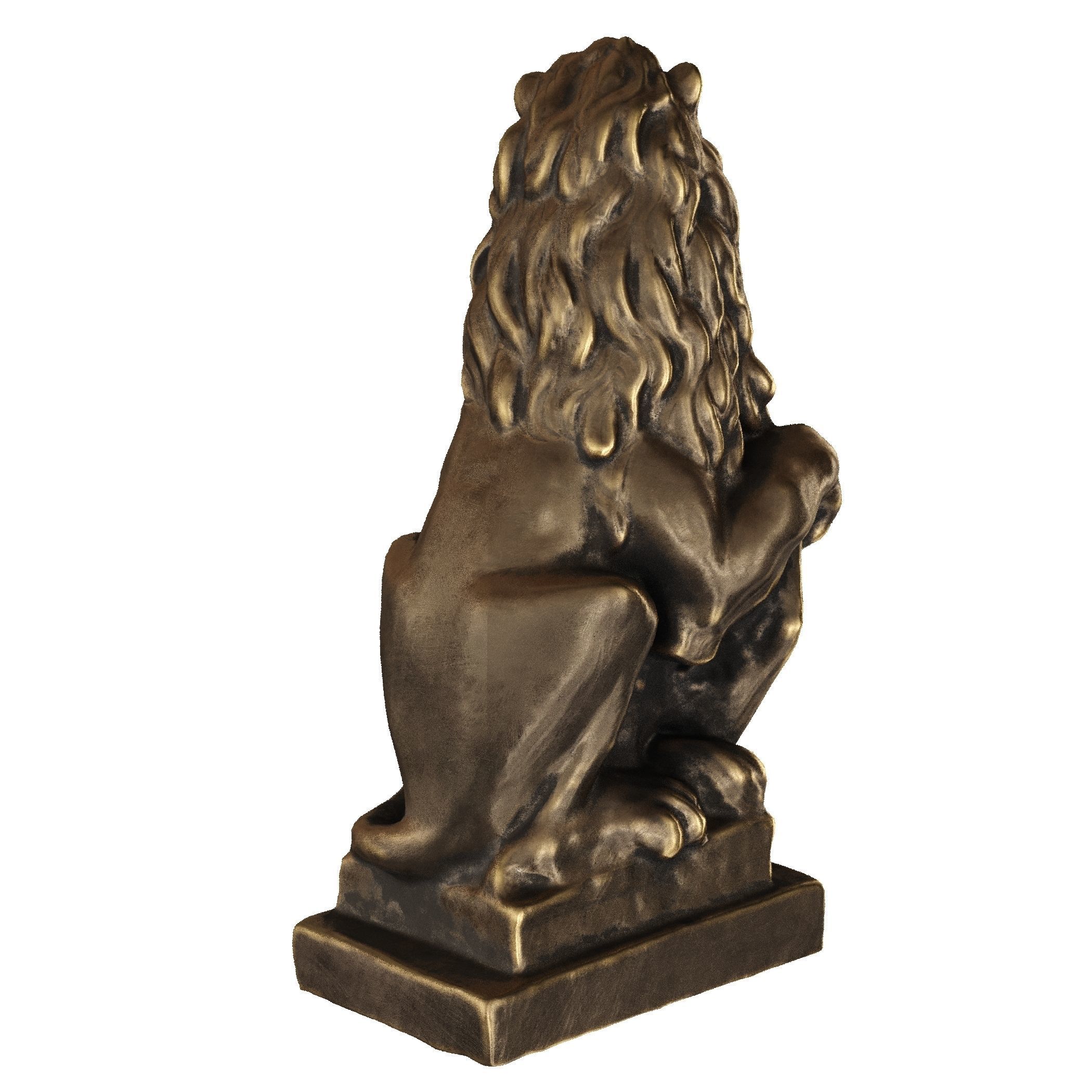 Lion sculpture bronze 3D model_18