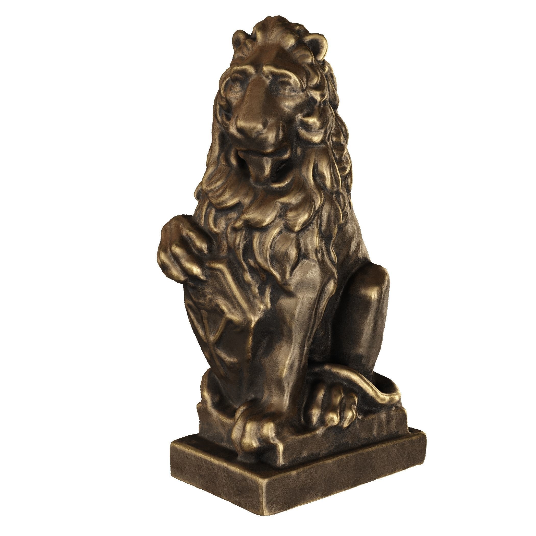 Lion sculpture bronze 3D model_33