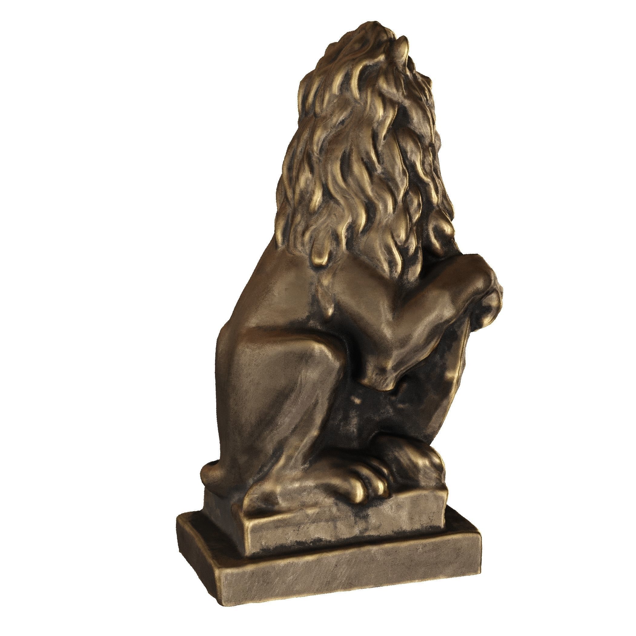Lion sculpture bronze 3D model_16