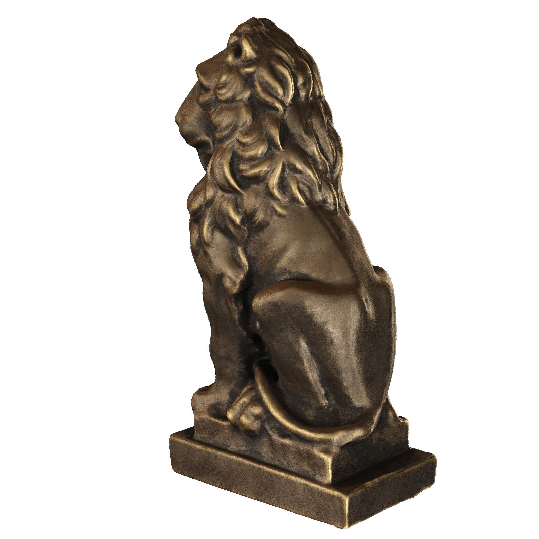 Lion sculpture bronze 3D model_26