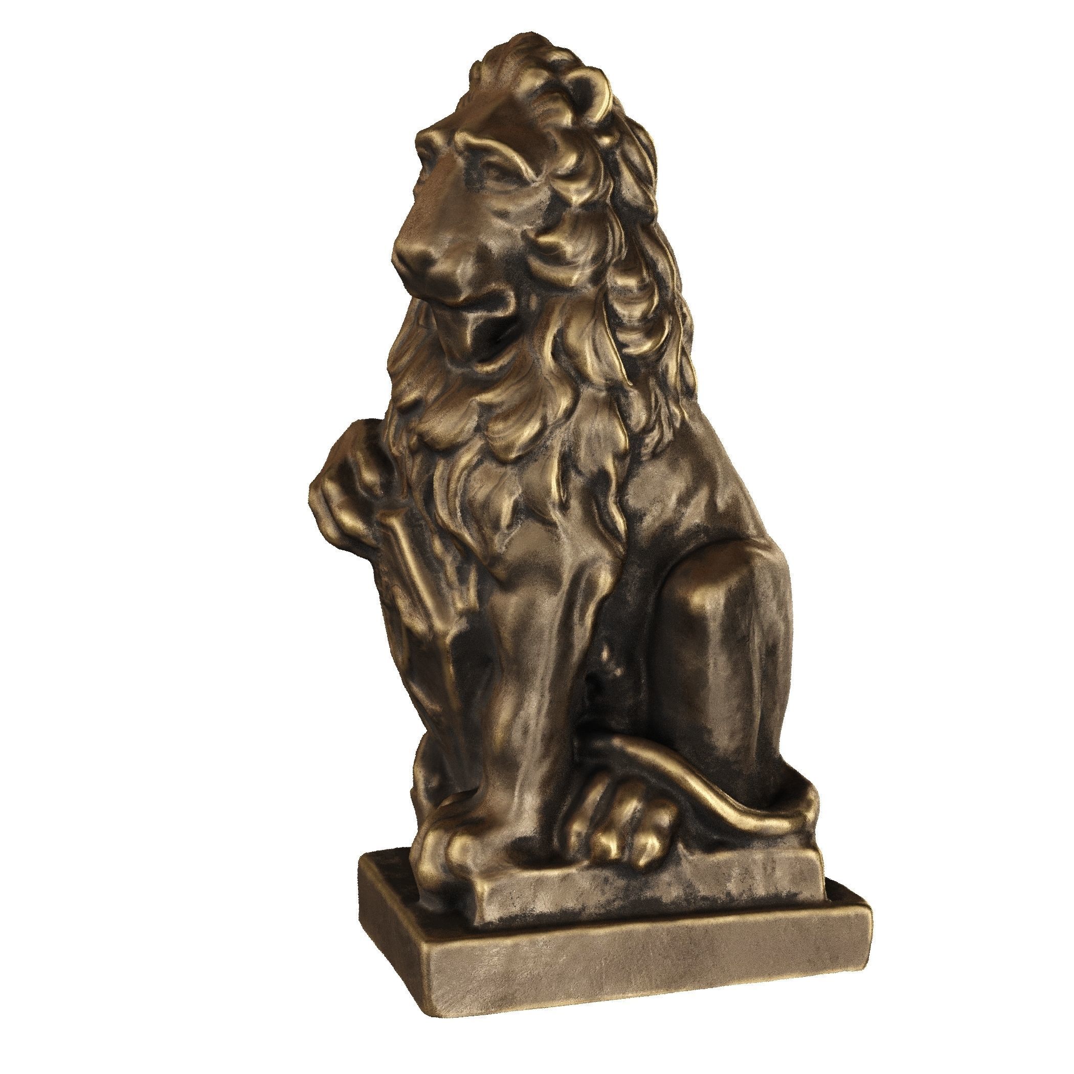 Lion sculpture bronze 3D model_31