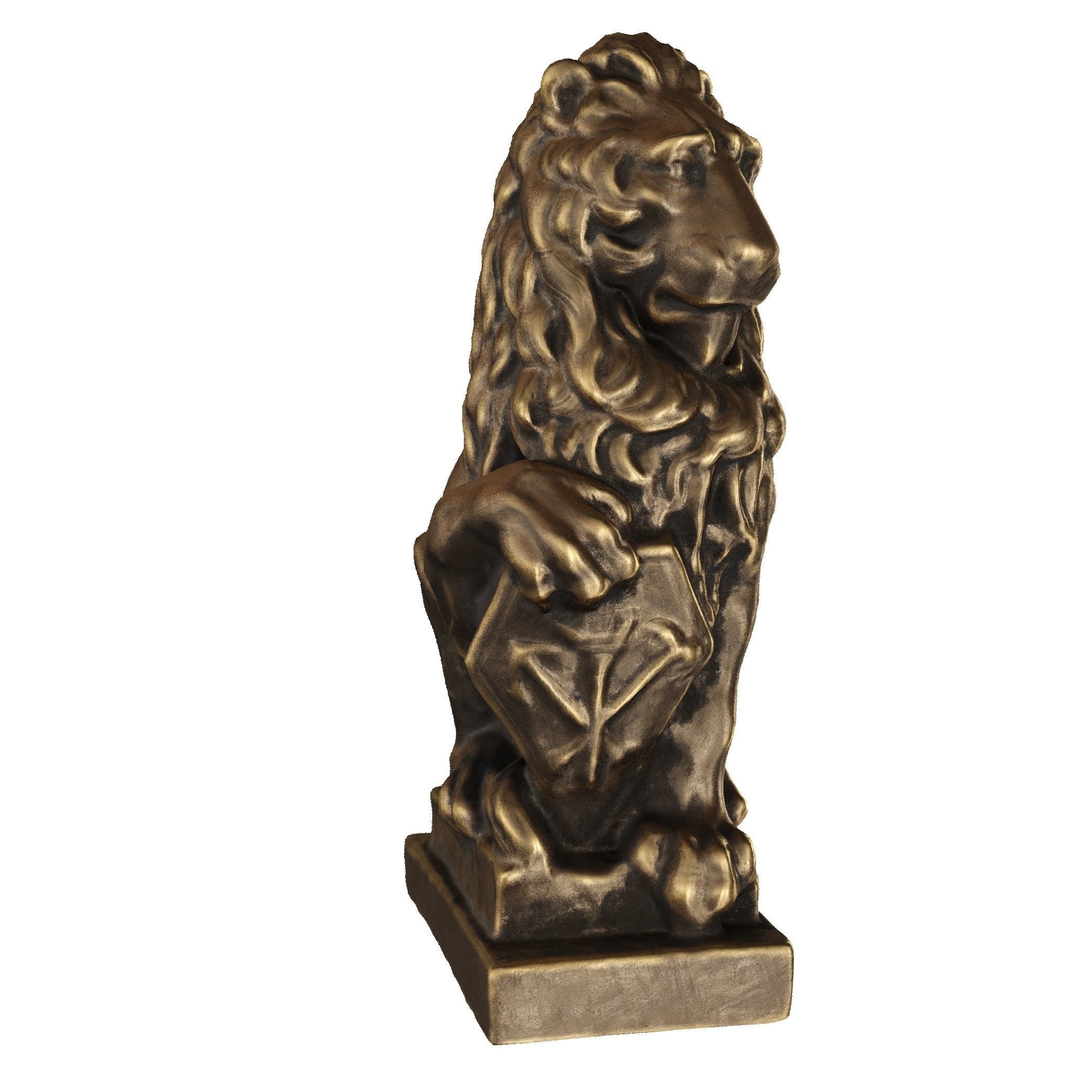 Lion sculpture bronze 3D model_8