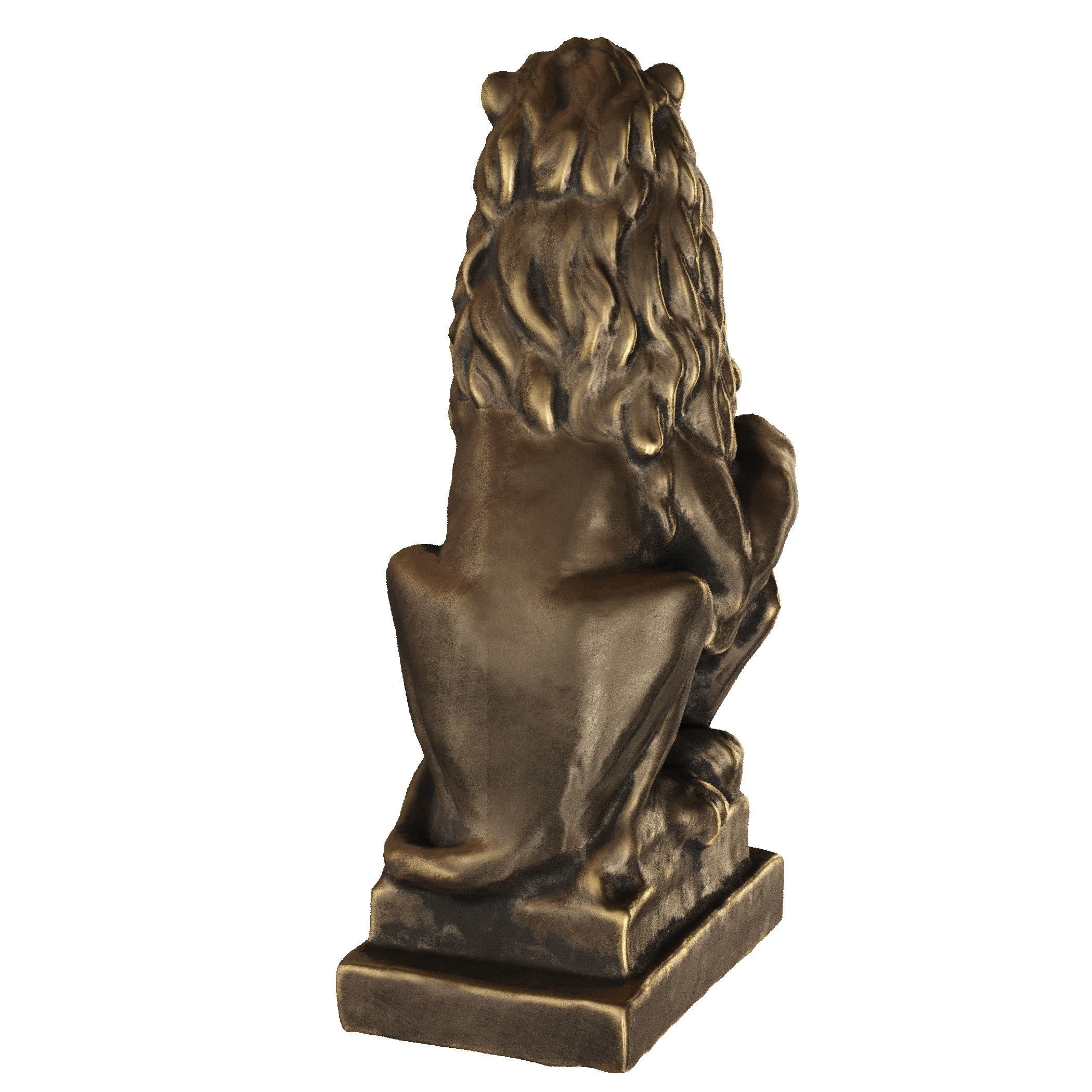 Lion sculpture bronze 3D model_20