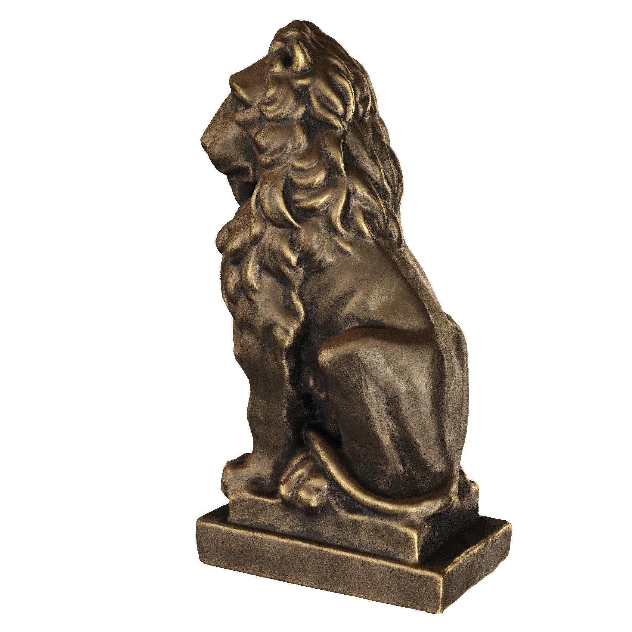 Lion sculpture bronze 3D model_27