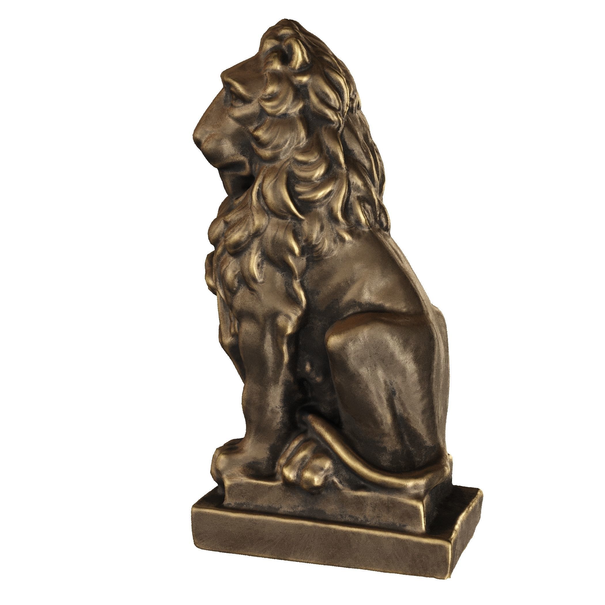 Lion sculpture bronze 3D model_28
