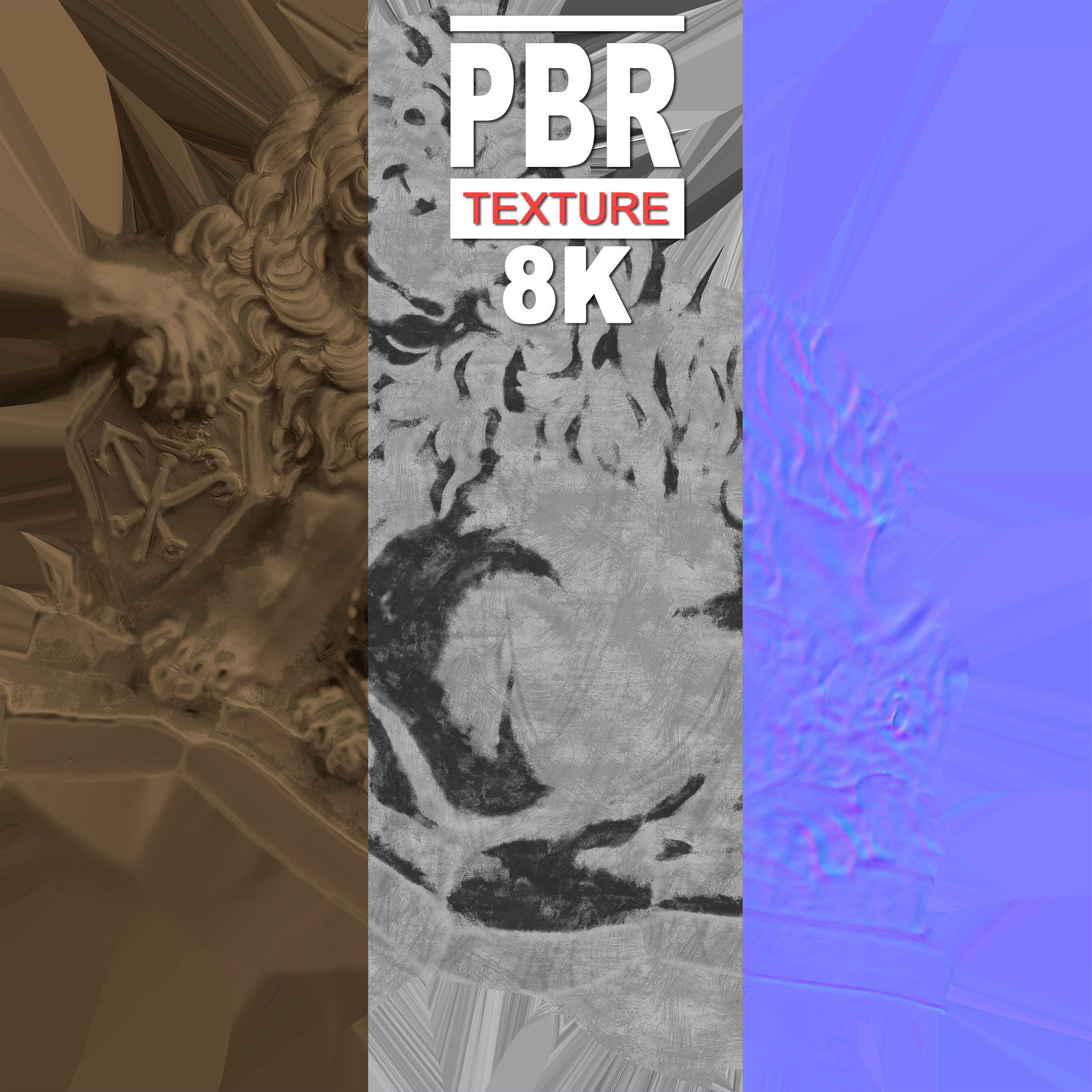 Lion sculpture bronze 3D model_4