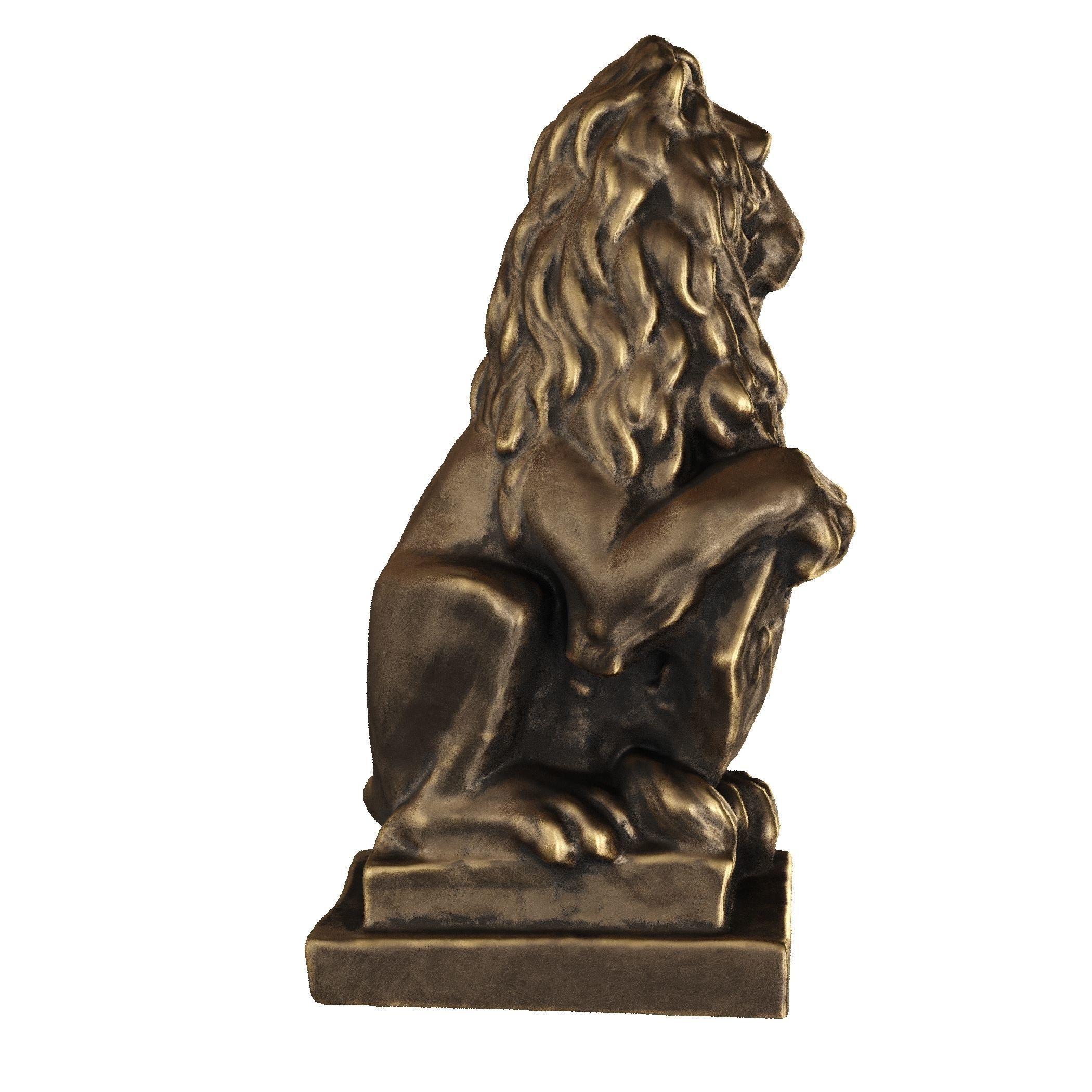 Lion sculpture bronze 3D model_14