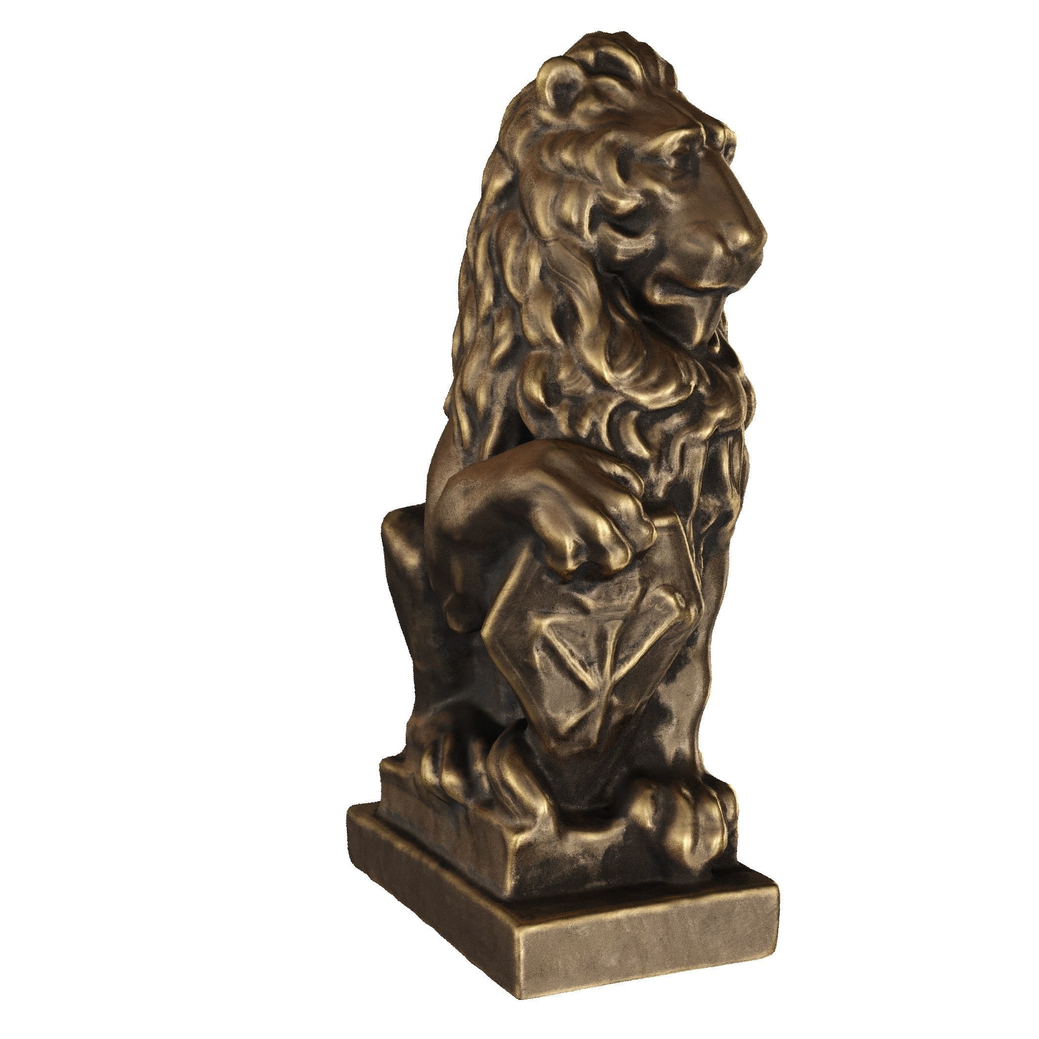Lion sculpture bronze 3D model_9