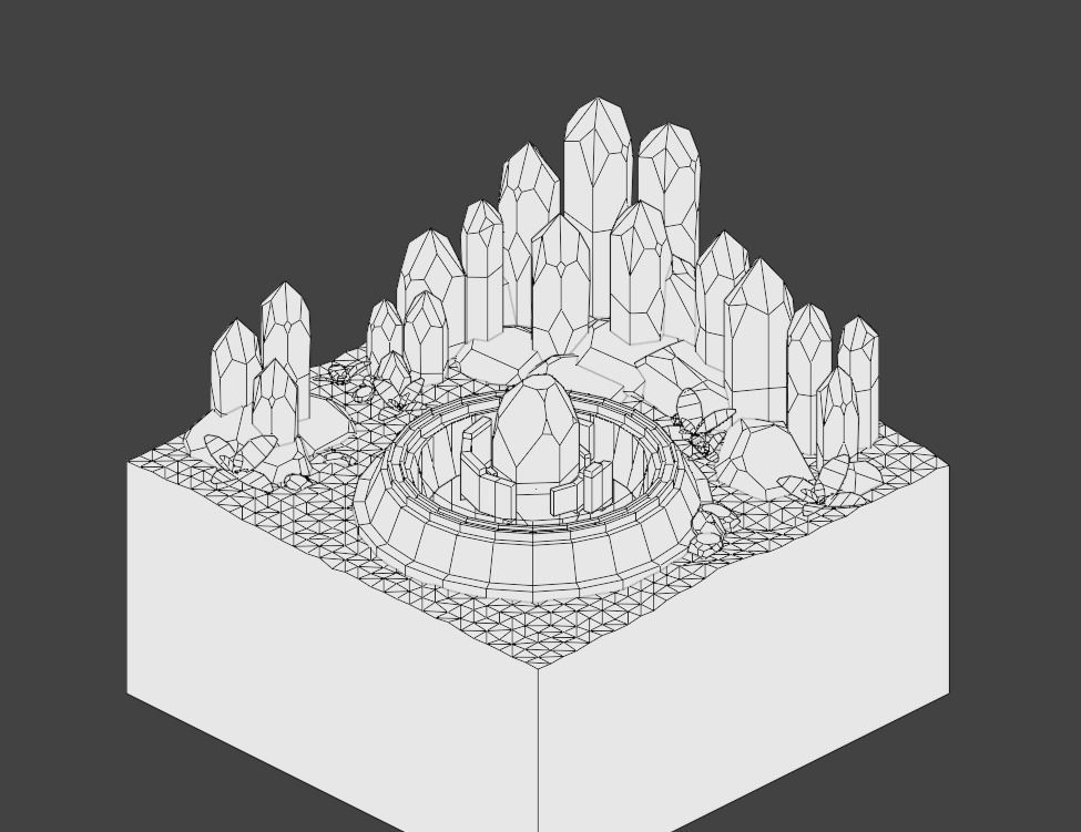 low poly Gameasset4 crystal in middle of desert Low-poly 3D model_5