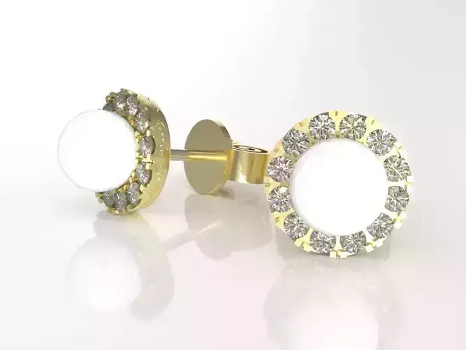 Pearl and diamonds stud earrings