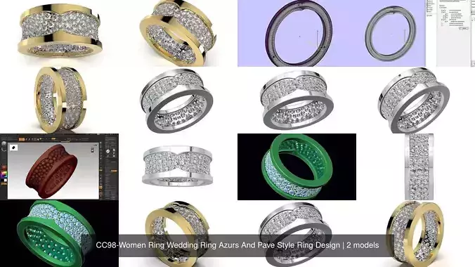CC98-Women Ring Wedding Ring Azurs And Pave Style Ring Design