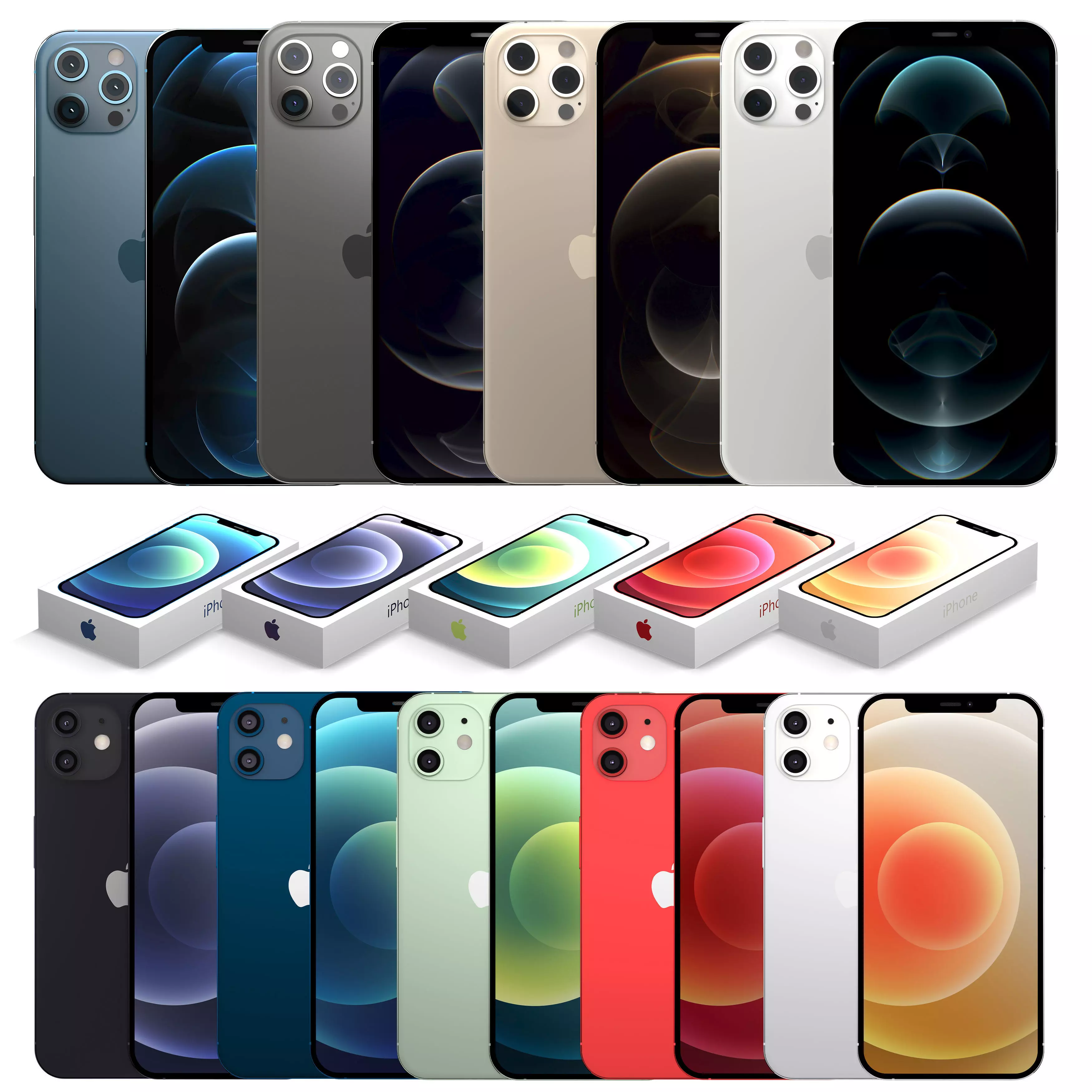 Apple 2020 iPhone Collection Low-poly 3D model_0