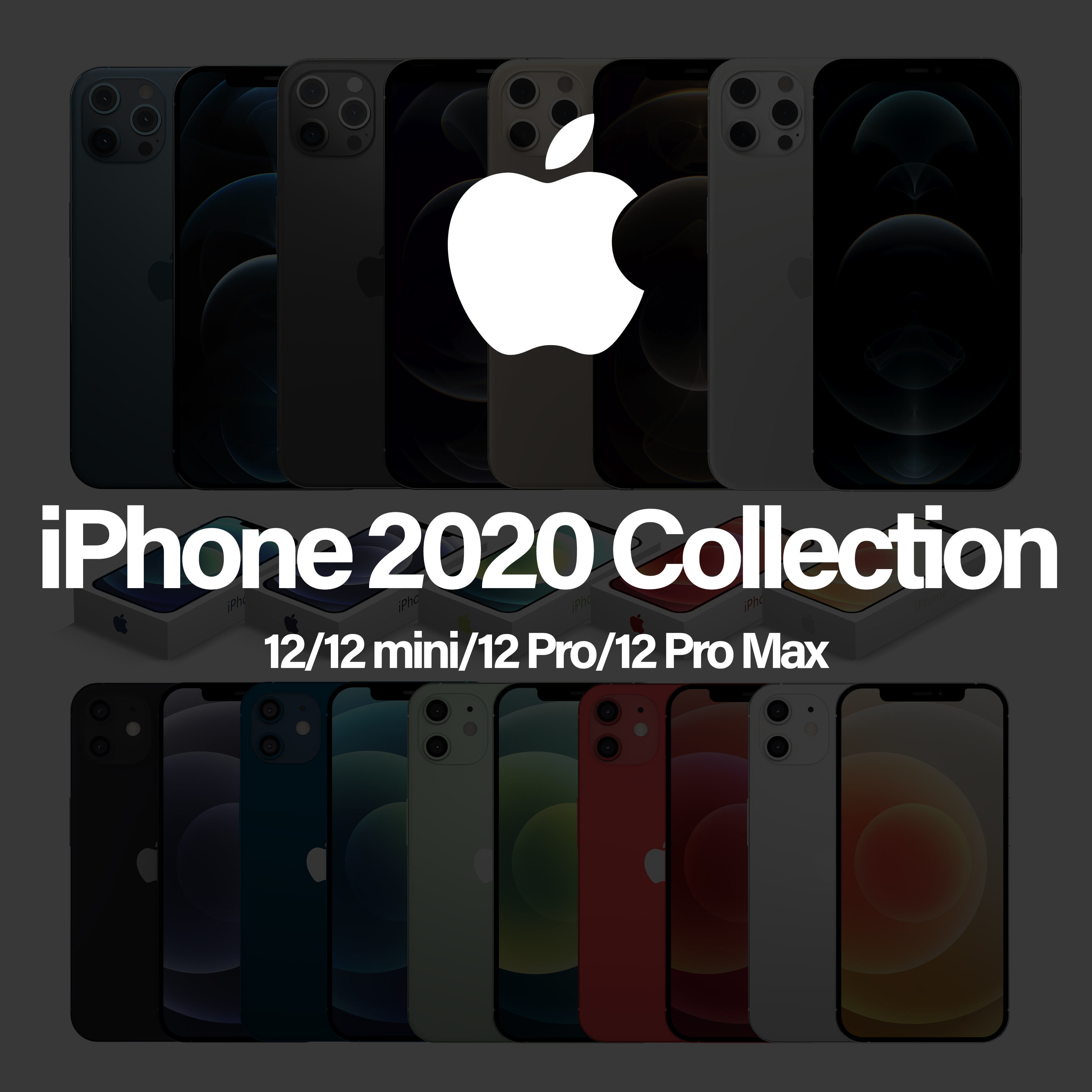 Apple 2020 iPhone Collection Low-poly 3D model_1
