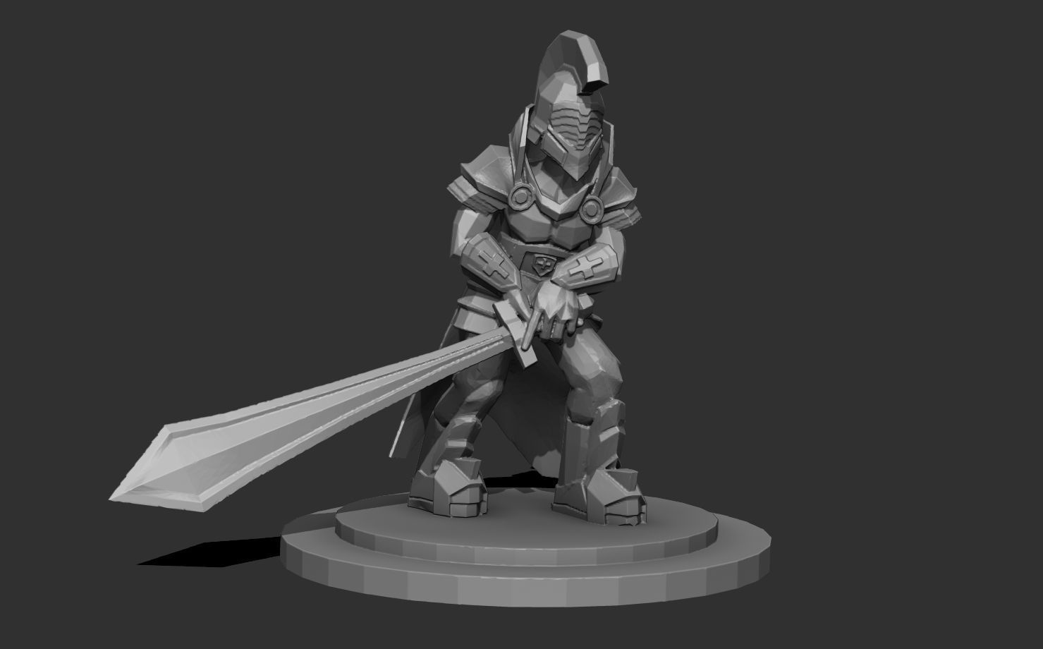 Spartan Paladin DnD Stylized Character miniature figurine 3D print model_5