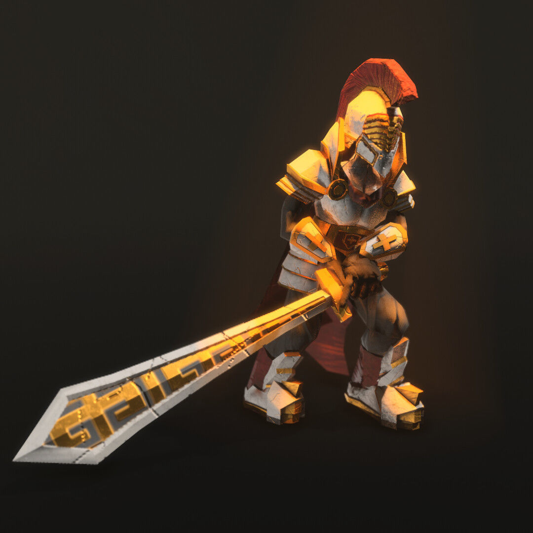 Spartan Paladin DnD Stylized Character miniature figurine 3D print model_2