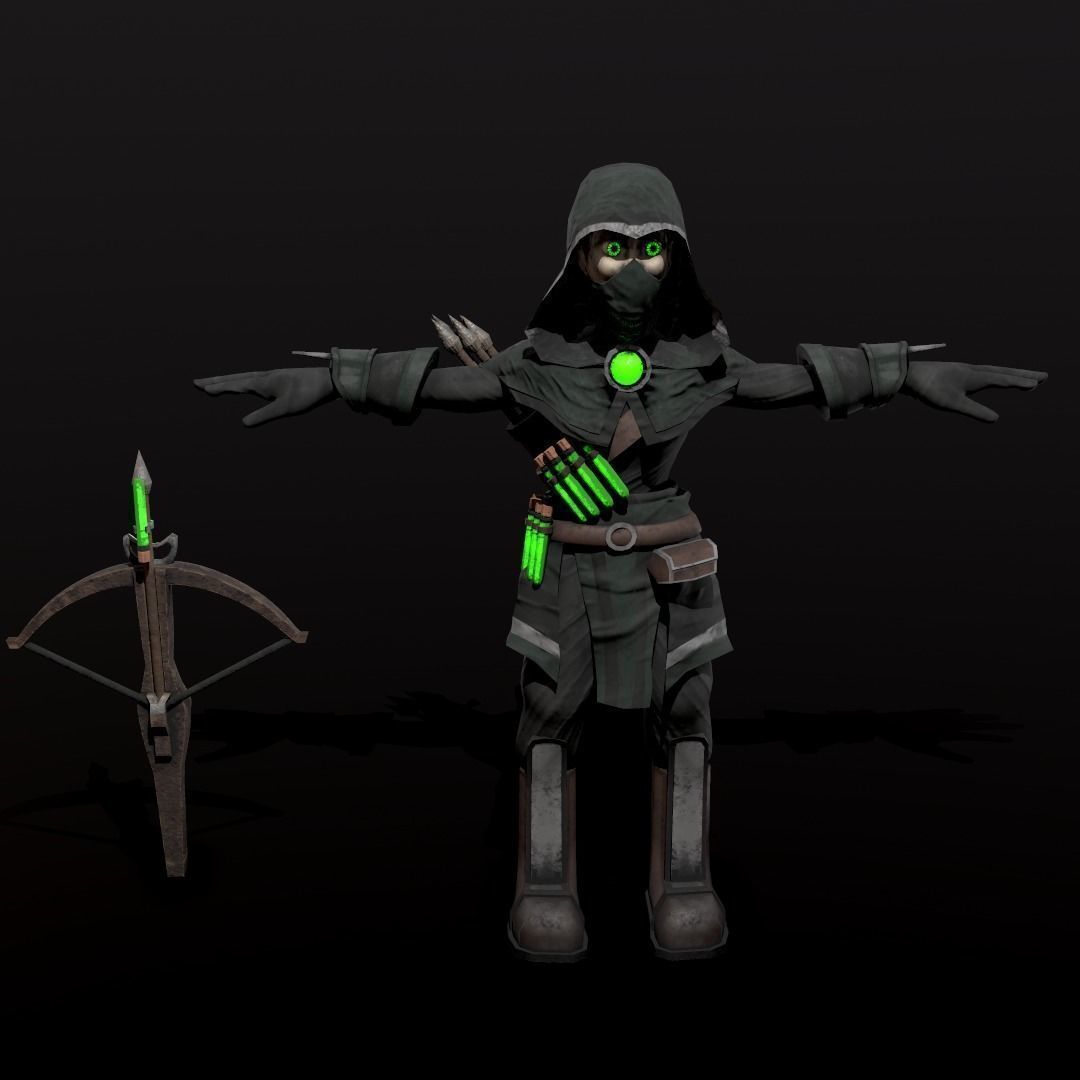 Hunter Assassin DnD miniature figurine 3d printing 3D print model_7