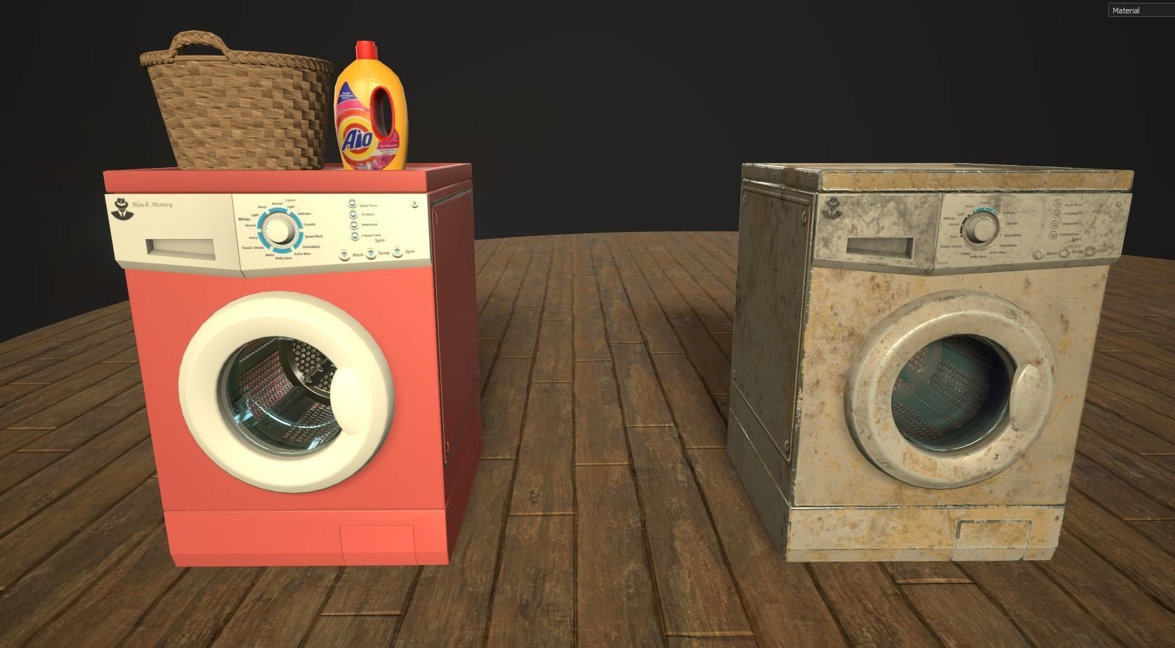 Washing machine Low-poly 3D model_9