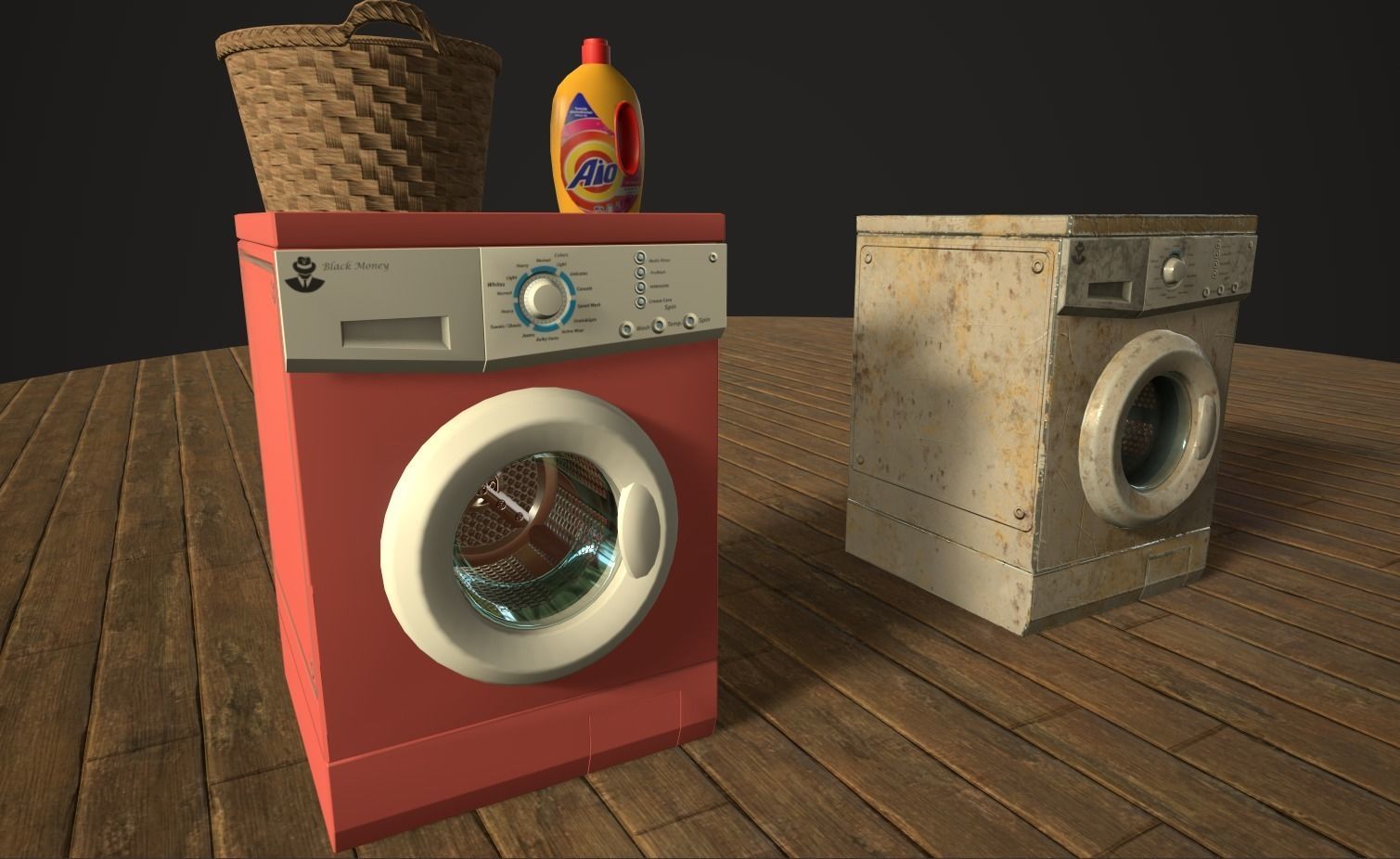 Washing machine Low-poly 3D model_8