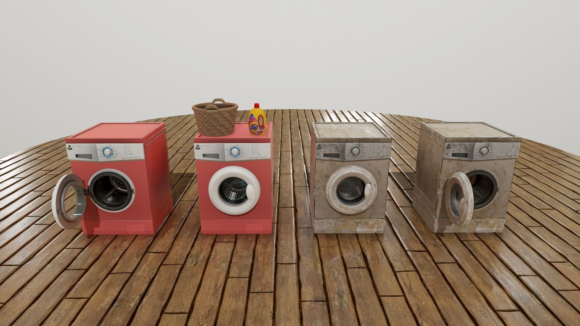 Washing machine Low-poly 3D model_2
