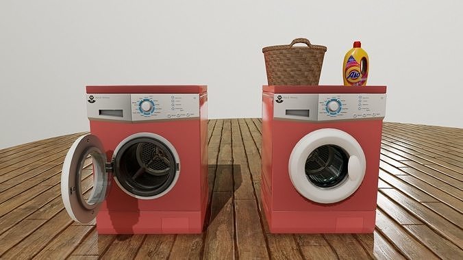 Washing machine Low-poly 3D model