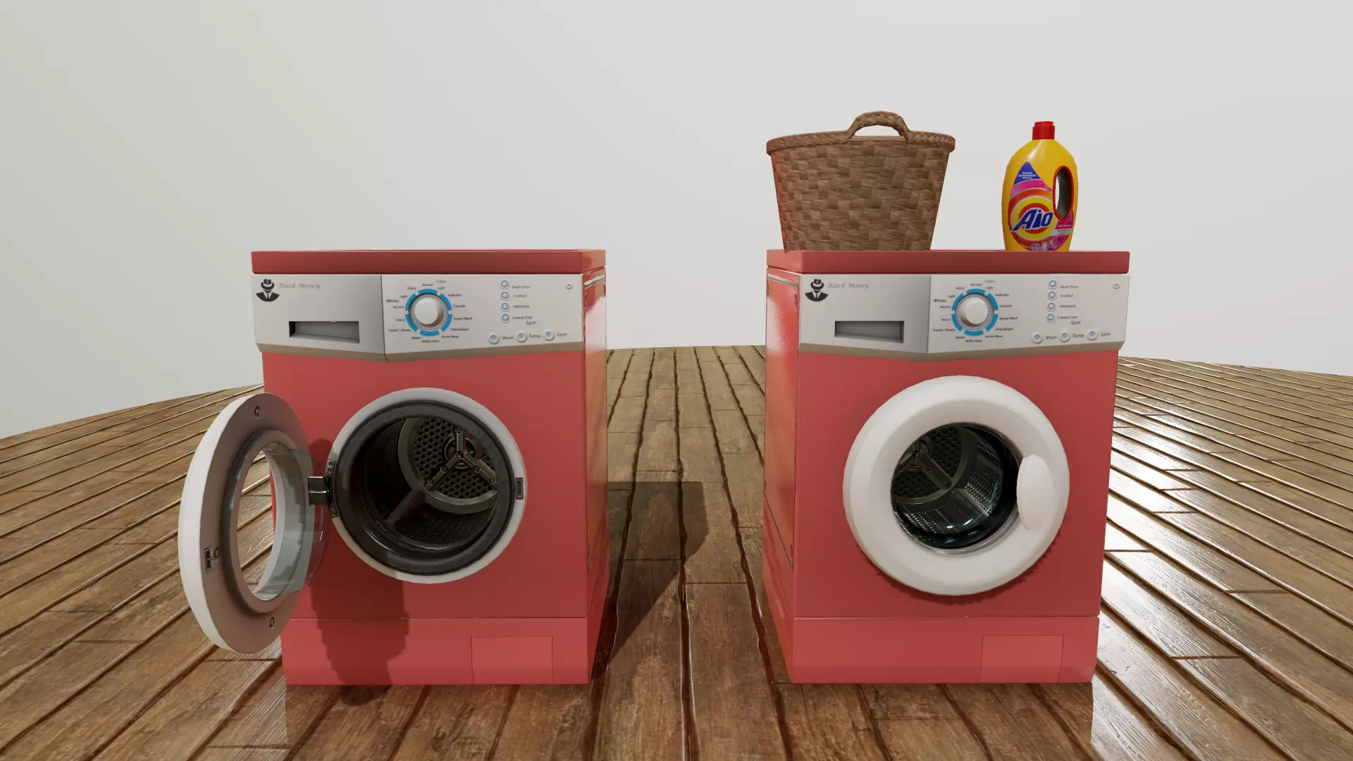 Washing machine Low-poly 3D model_0