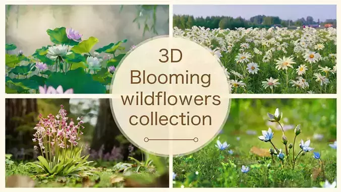 3d Blooming wildflowers collection Vol01 