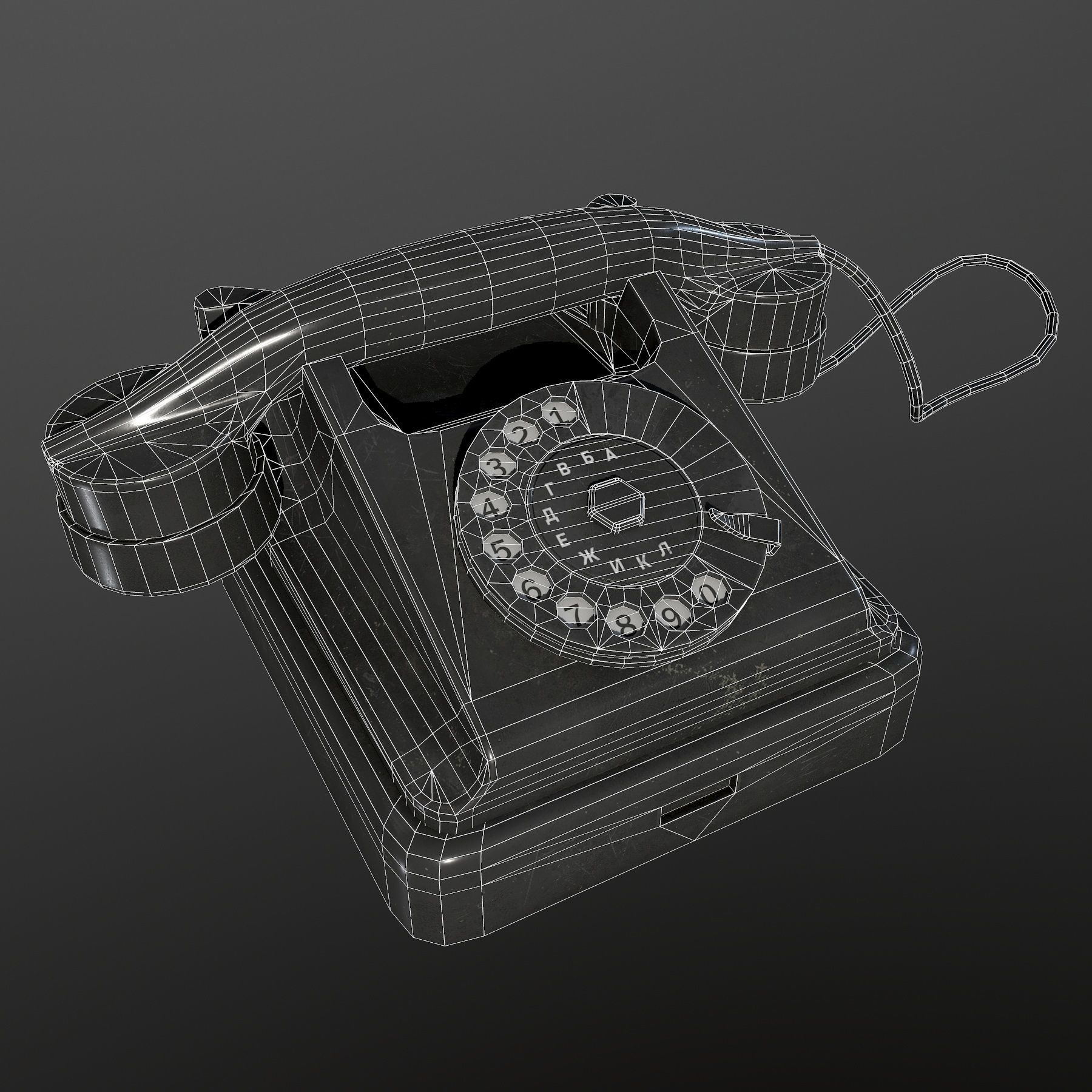 Soviet Phone Low-poly 3D model_9