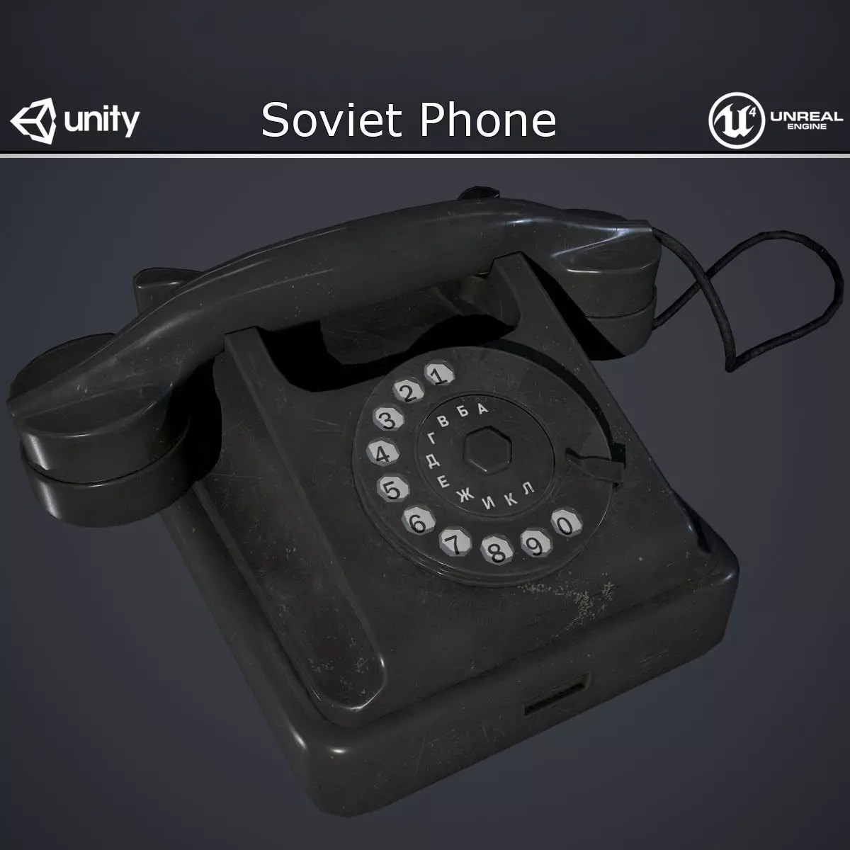 Soviet Phone Low-poly 3D model_0
