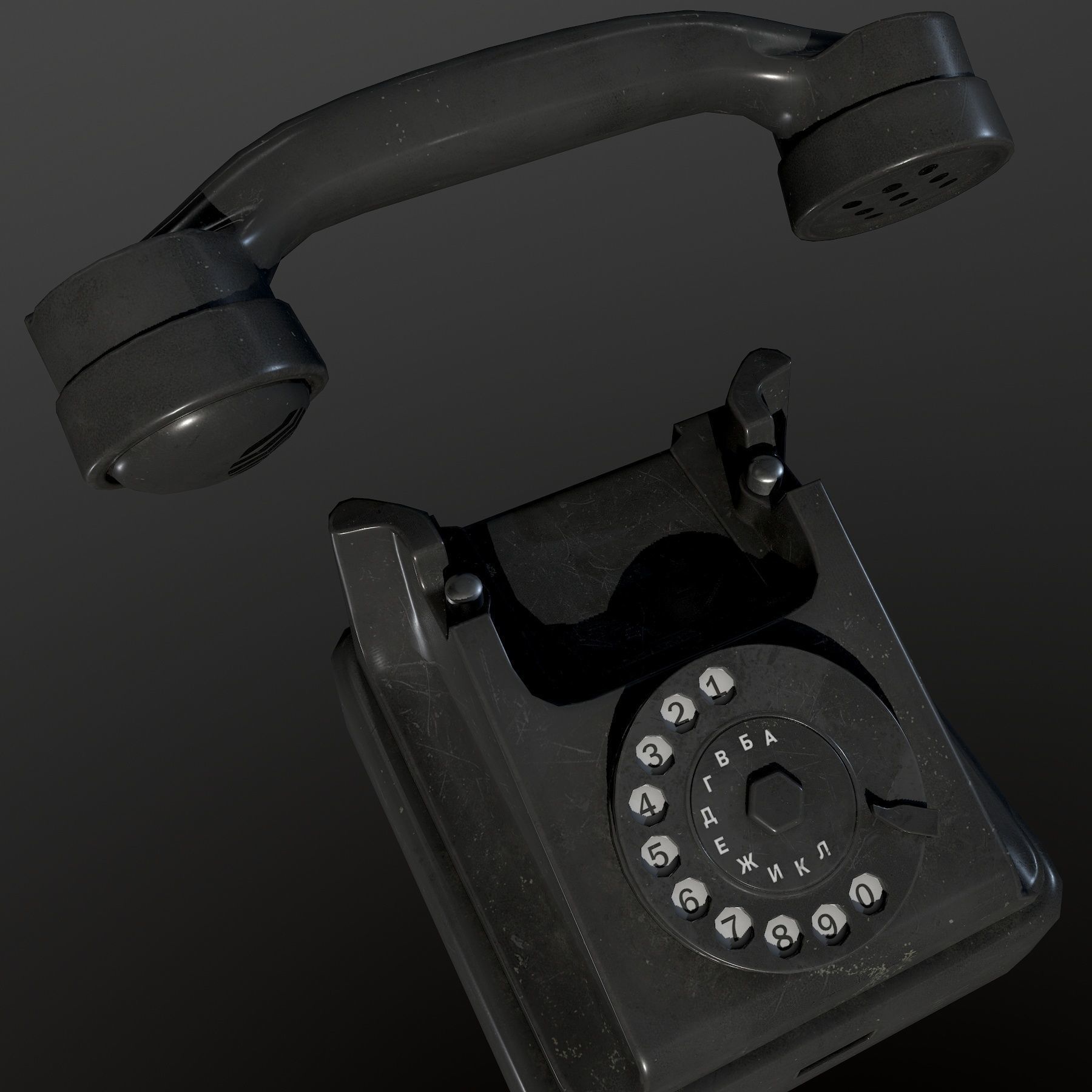 Soviet Phone Low-poly 3D model_8