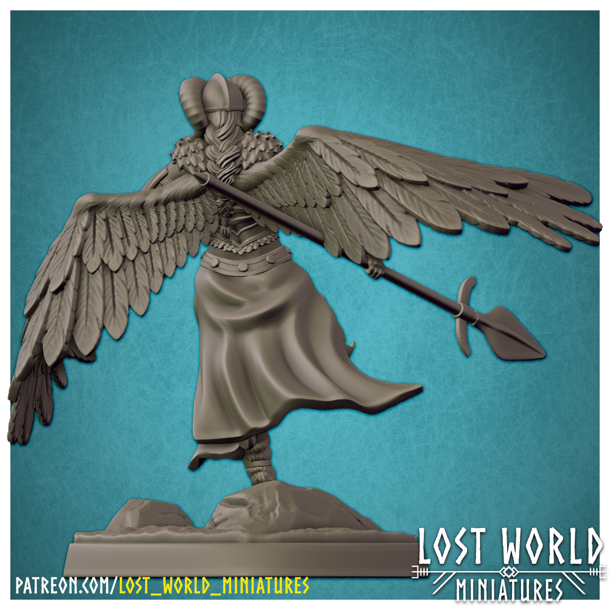 Valkyrie Miniature Supported- Pose B - 3D Printable 3D print model_5