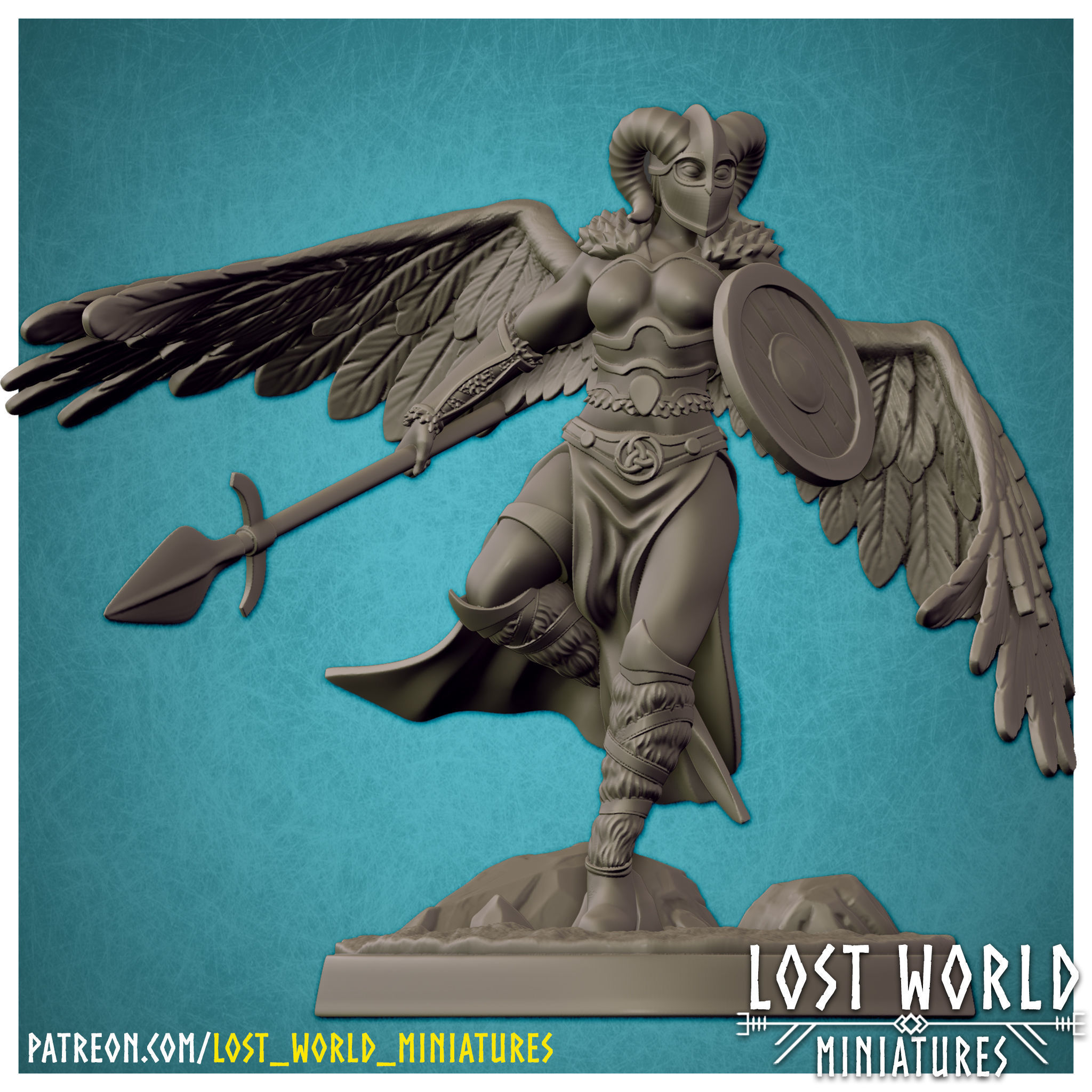 Valkyrie Miniature Supported- Pose B - 3D Printable 3D print model_3