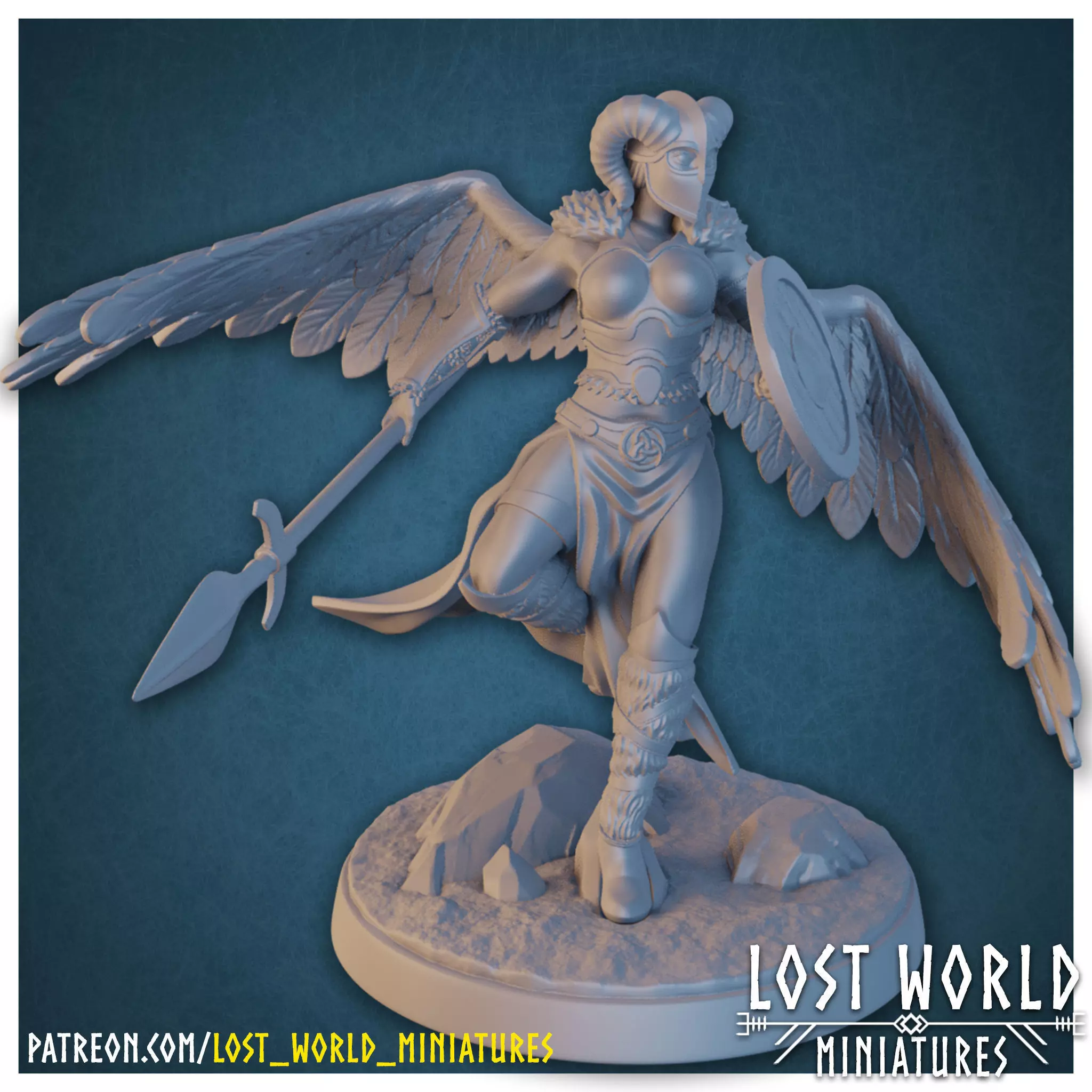 Valkyrie Miniature Supported- Pose B - 3D Printable 3D print model_0
