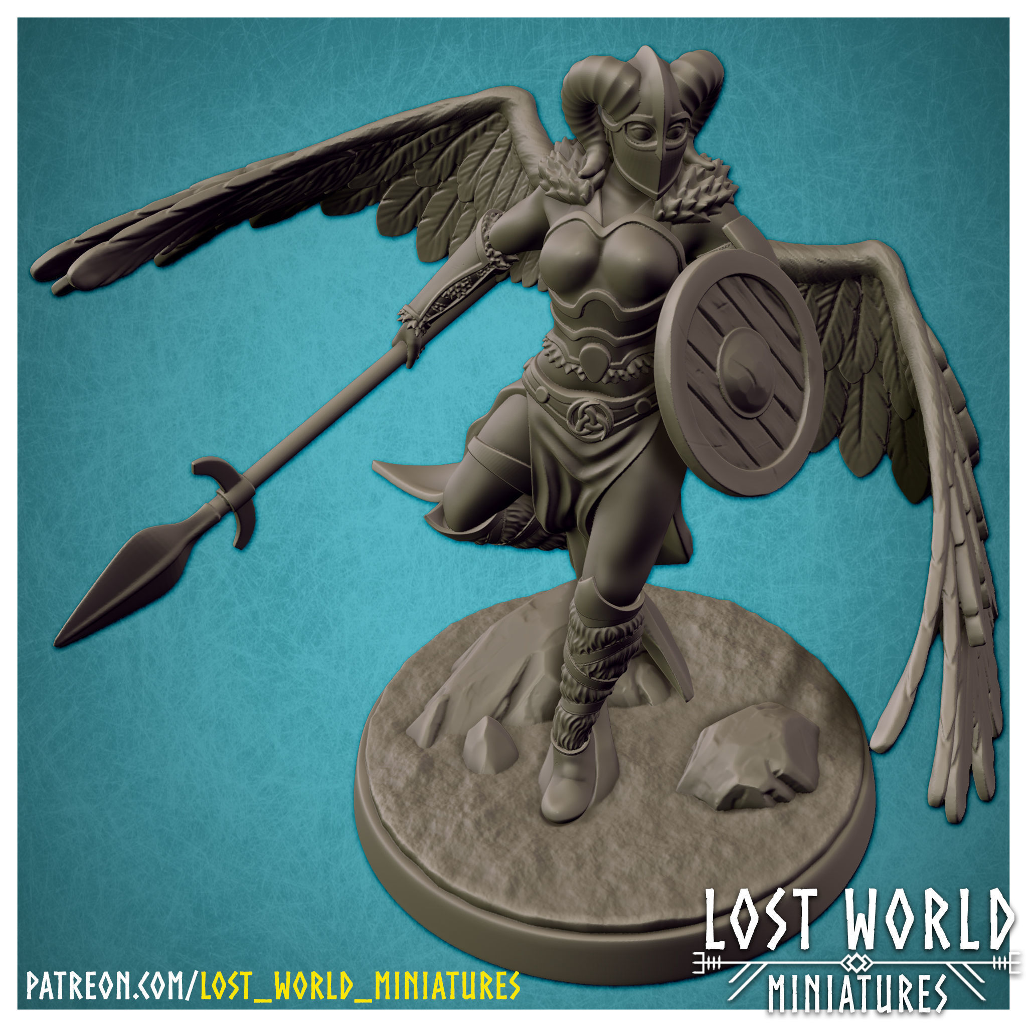 Valkyrie Miniature Supported- Pose B - 3D Printable 3D print model_4