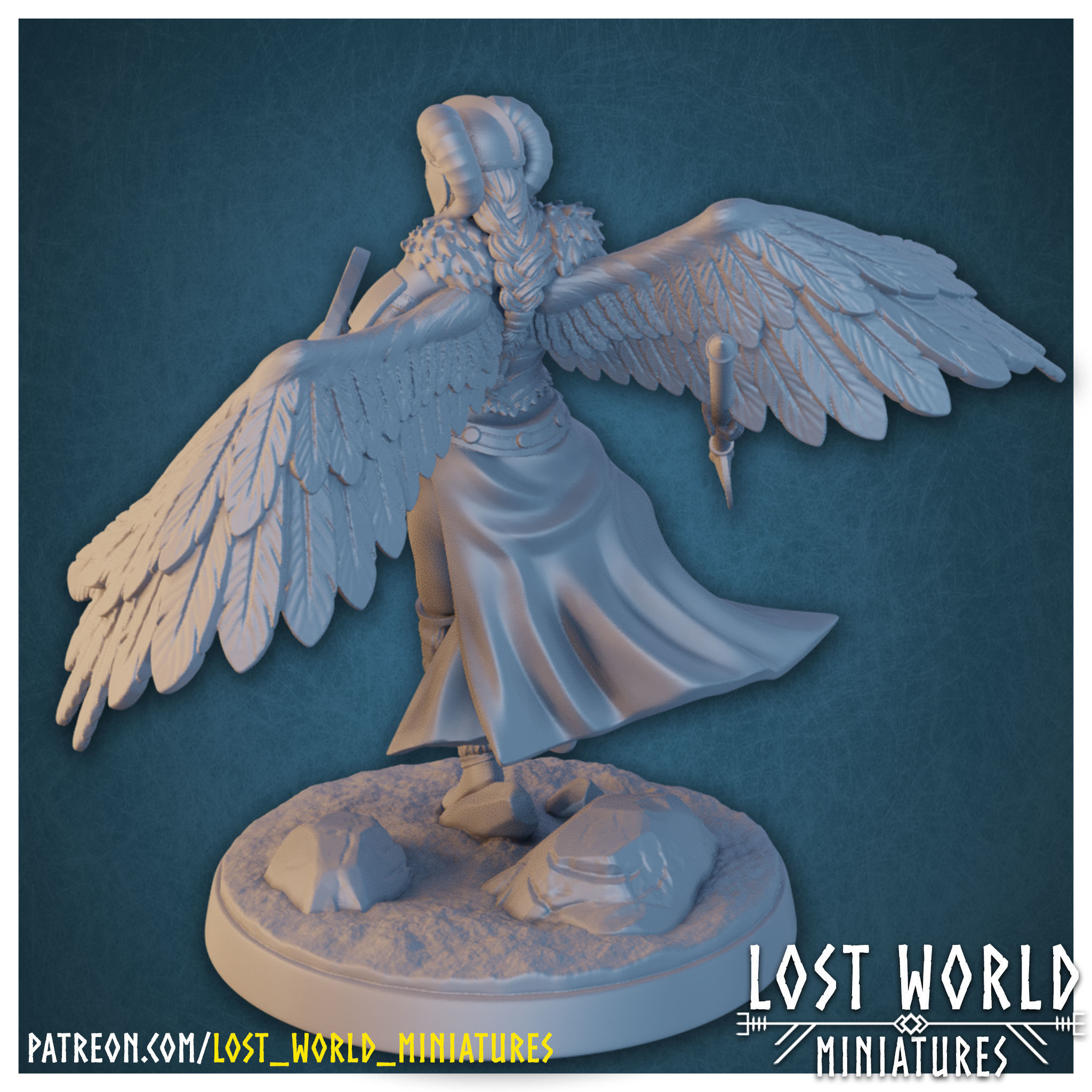 Valkyrie Miniature Supported- Pose B - 3D Printable 3D print model_2