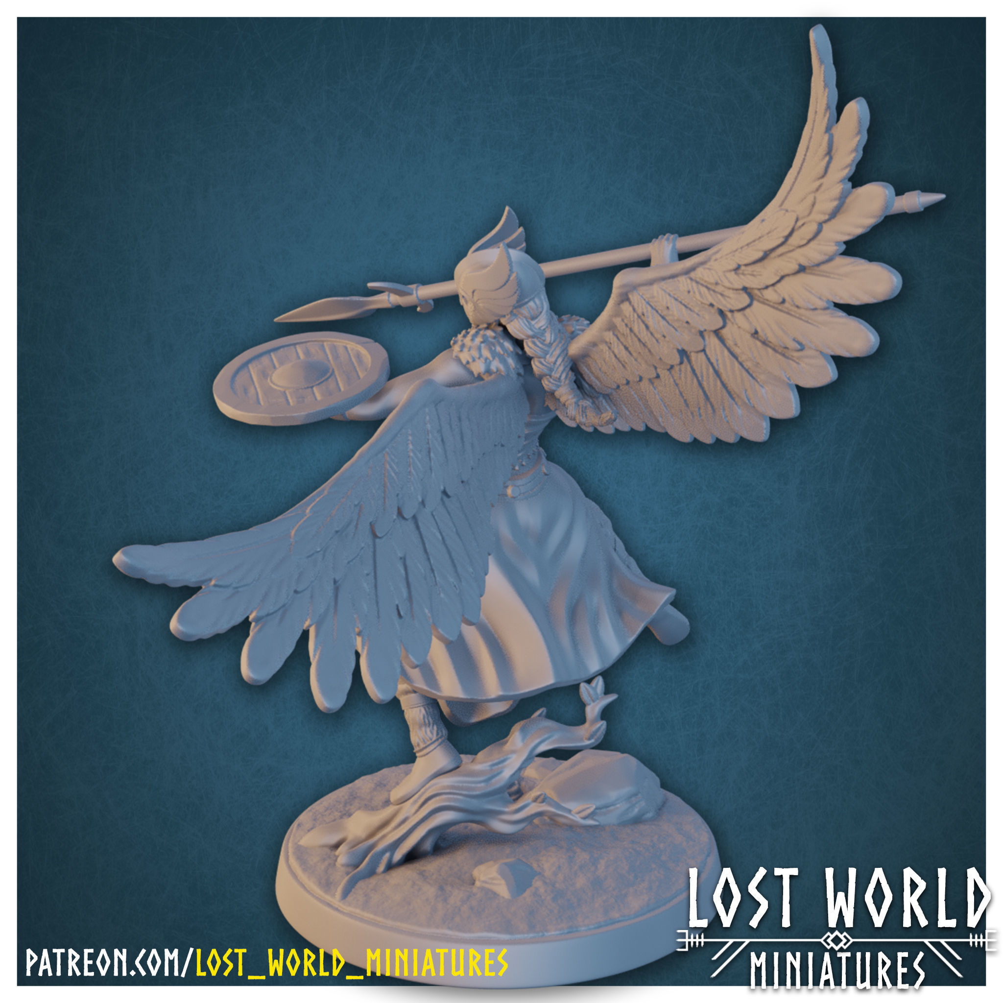 Valkyrie Miniature Supported- Pose C - 3D Printable 3D print model_2