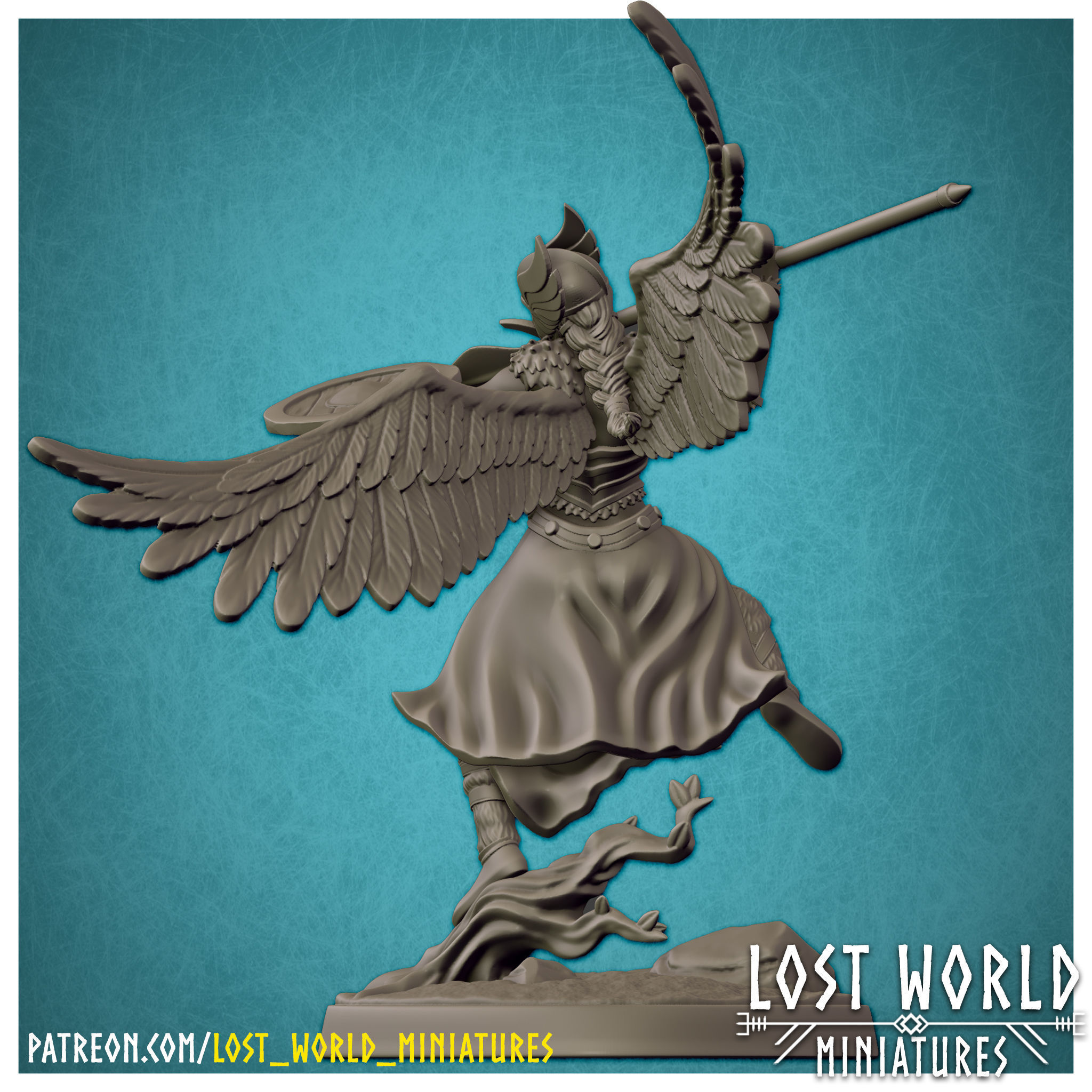 Valkyrie Miniature Supported- Pose C - 3D Printable 3D print model_5