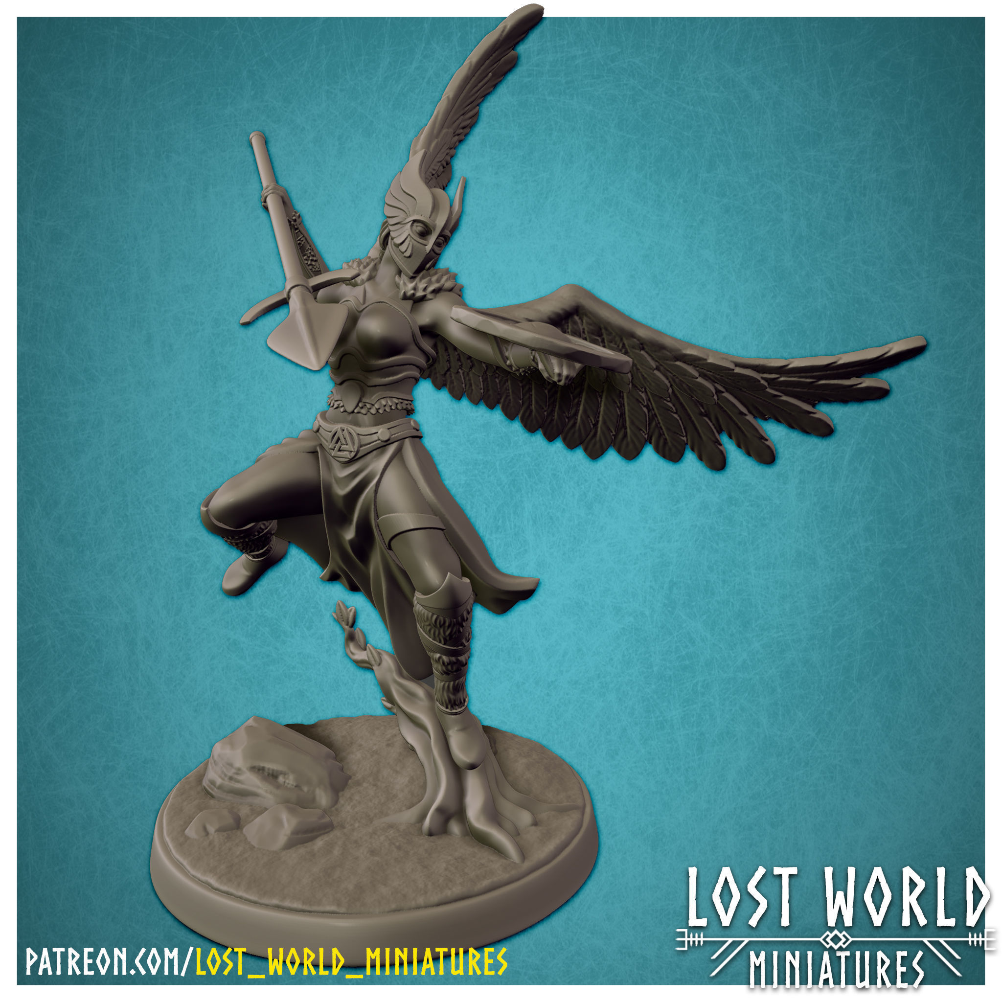 Valkyrie Miniature Supported- Pose C - 3D Printable 3D print model_4