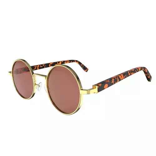 sunglass round sunglasses in gold and leopard