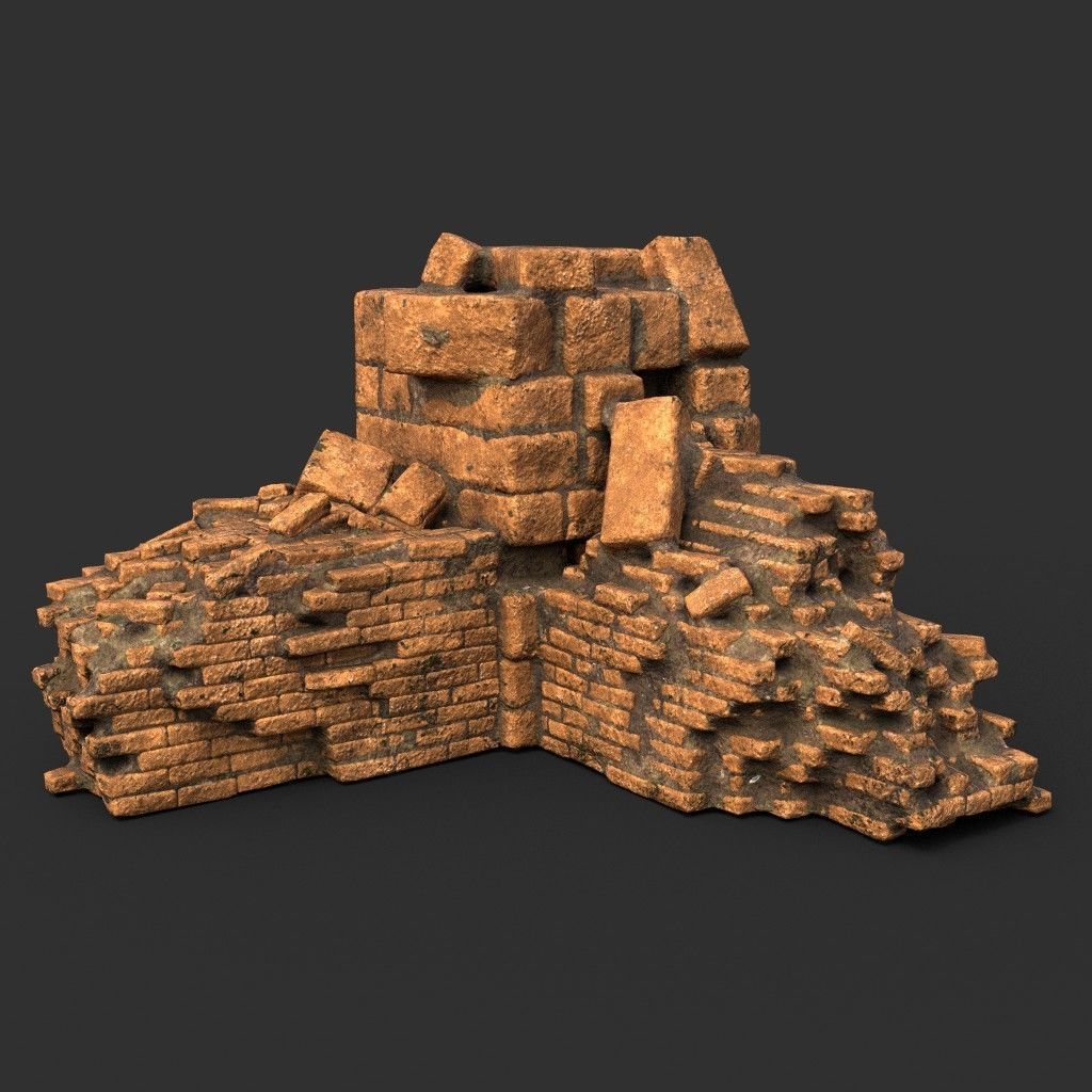 Low poly Ruin Medieval Construction 200604 B Low-poly 3D model_11