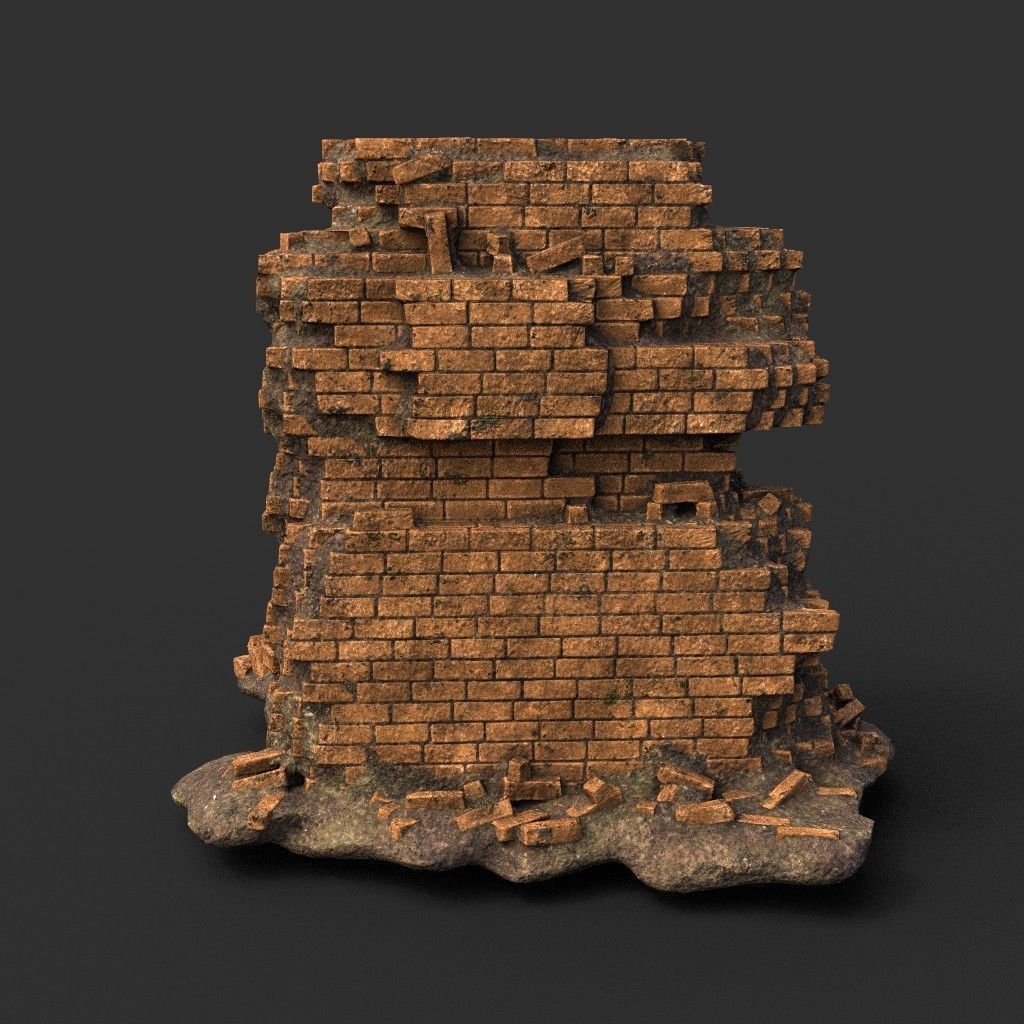 Low poly Ruin Medieval Construction 200604 B Low-poly 3D model_18