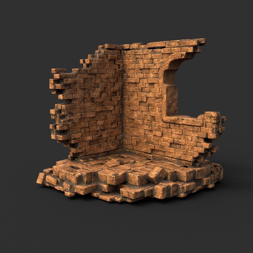 Low poly Ruin Medieval Construction 200604 B Low-poly 3D model_5