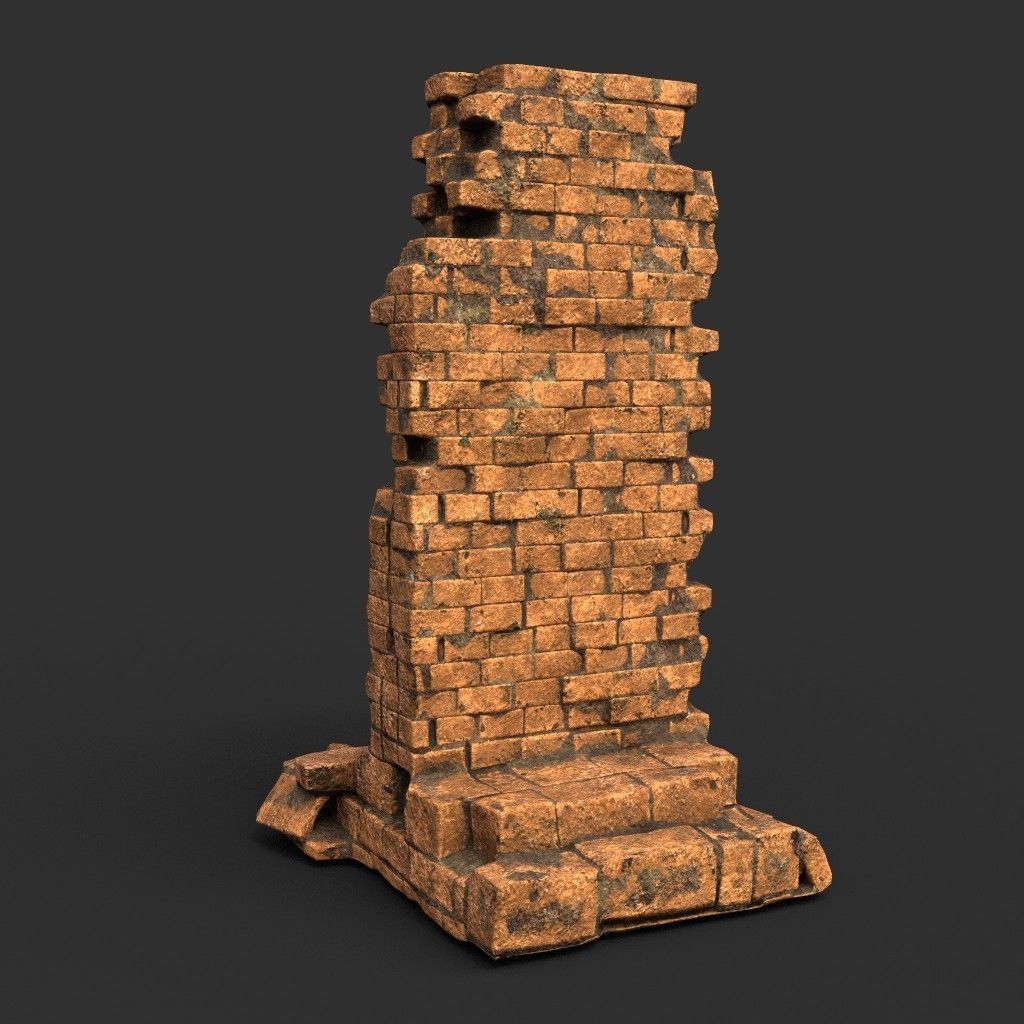 Low poly Ruin Medieval Construction 200604 B Low-poly 3D model_2