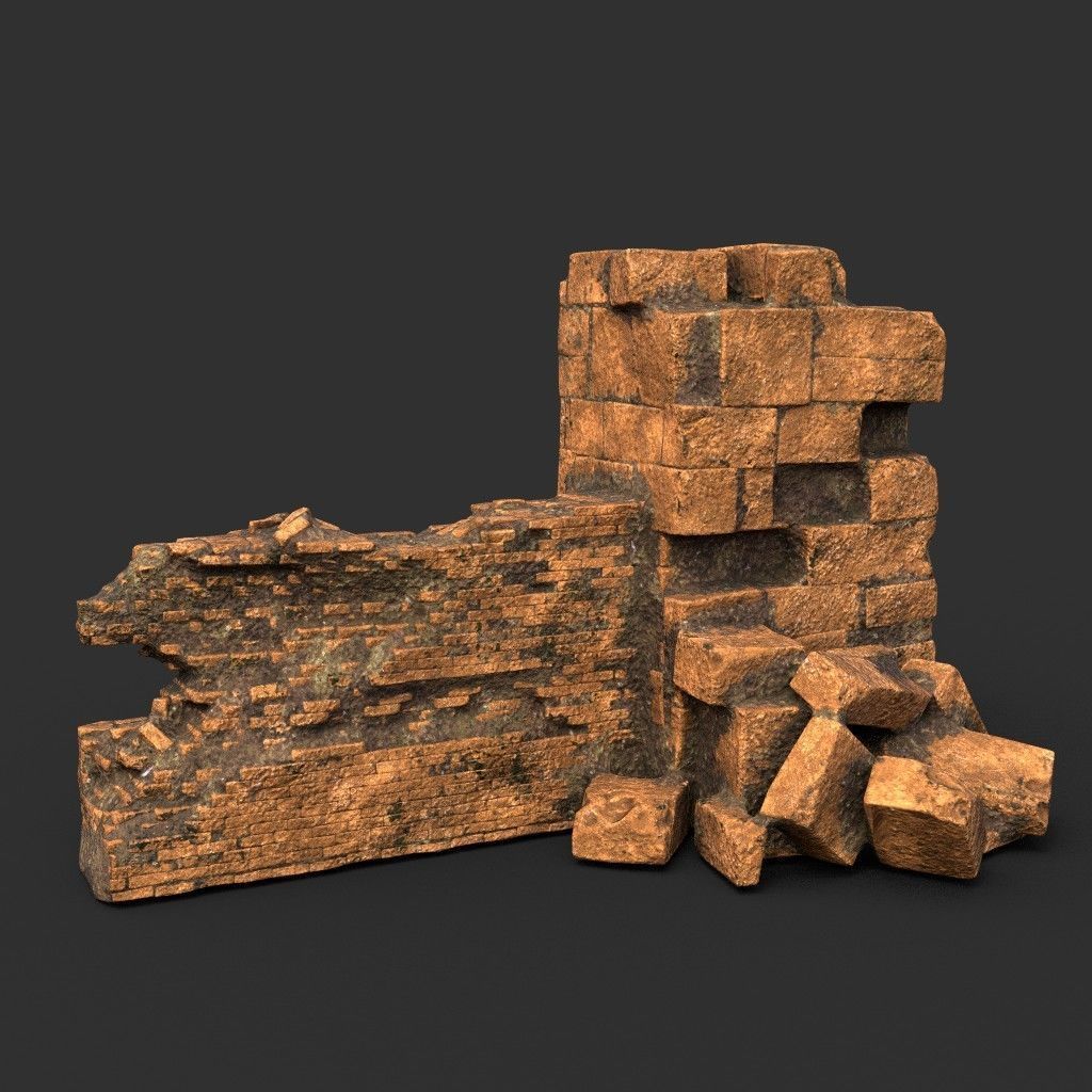 Low poly Ruin Medieval Construction 200604 B Low-poly 3D model_23