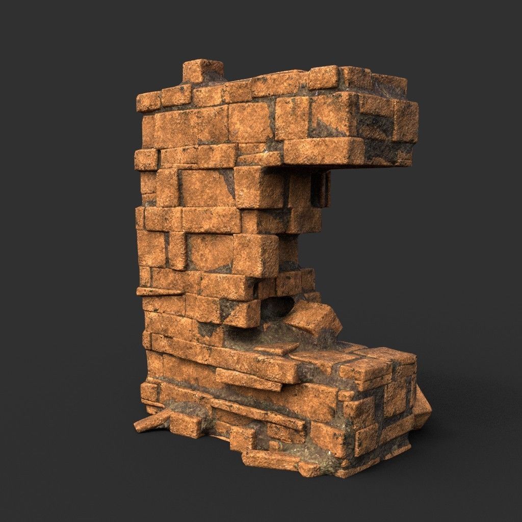 Low poly Ruin Medieval Construction 200604 B Low-poly 3D model_21