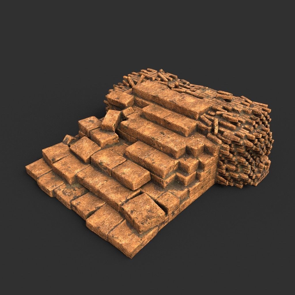 Low poly Ruin Medieval Construction 200604 B Low-poly 3D model_15