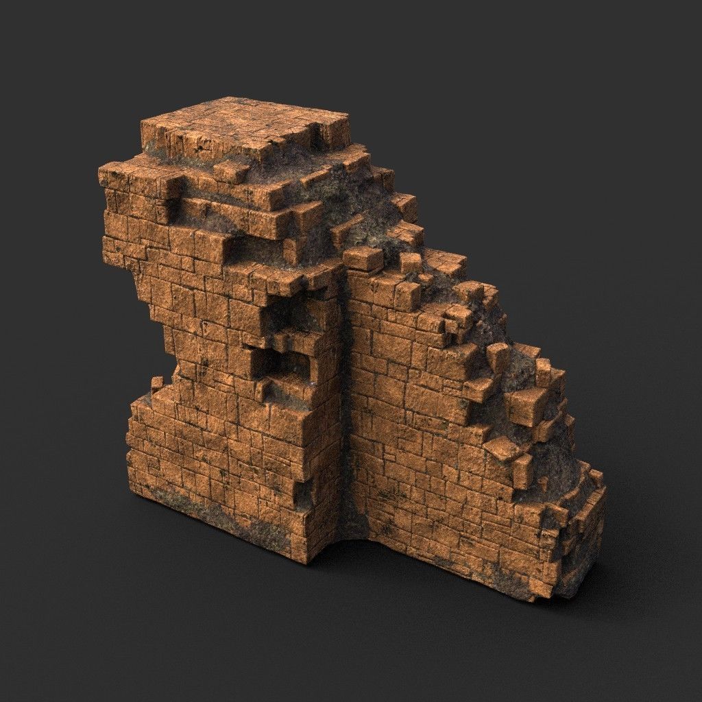 Low poly Ruin Medieval Construction 200604 B Low-poly 3D model_27