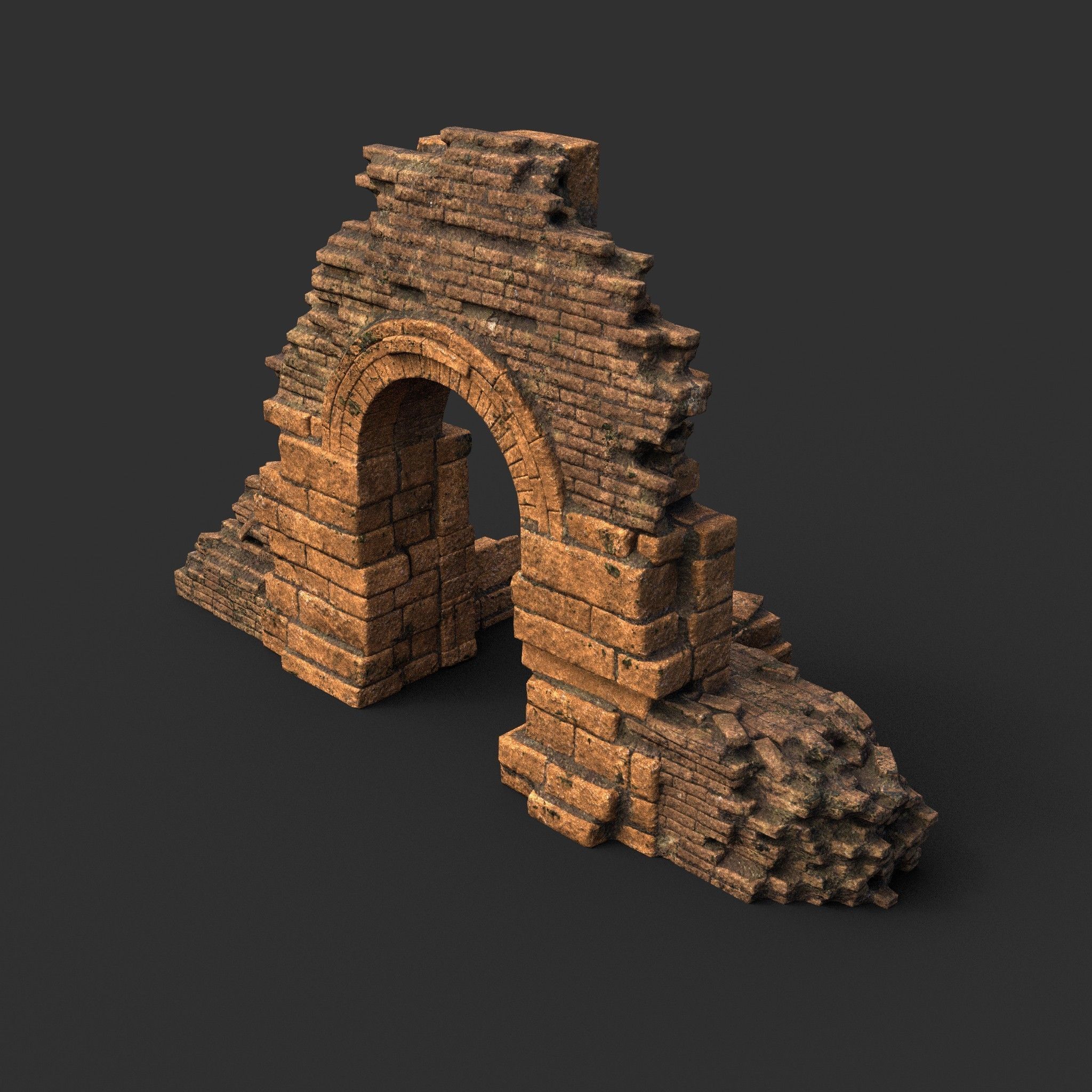 Low poly Ruin Medieval Construction 200604 B Low-poly 3D model_9