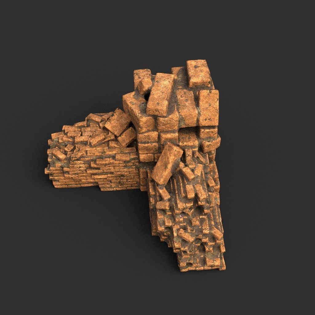 Low poly Ruin Medieval Construction 200604 B Low-poly 3D model_12